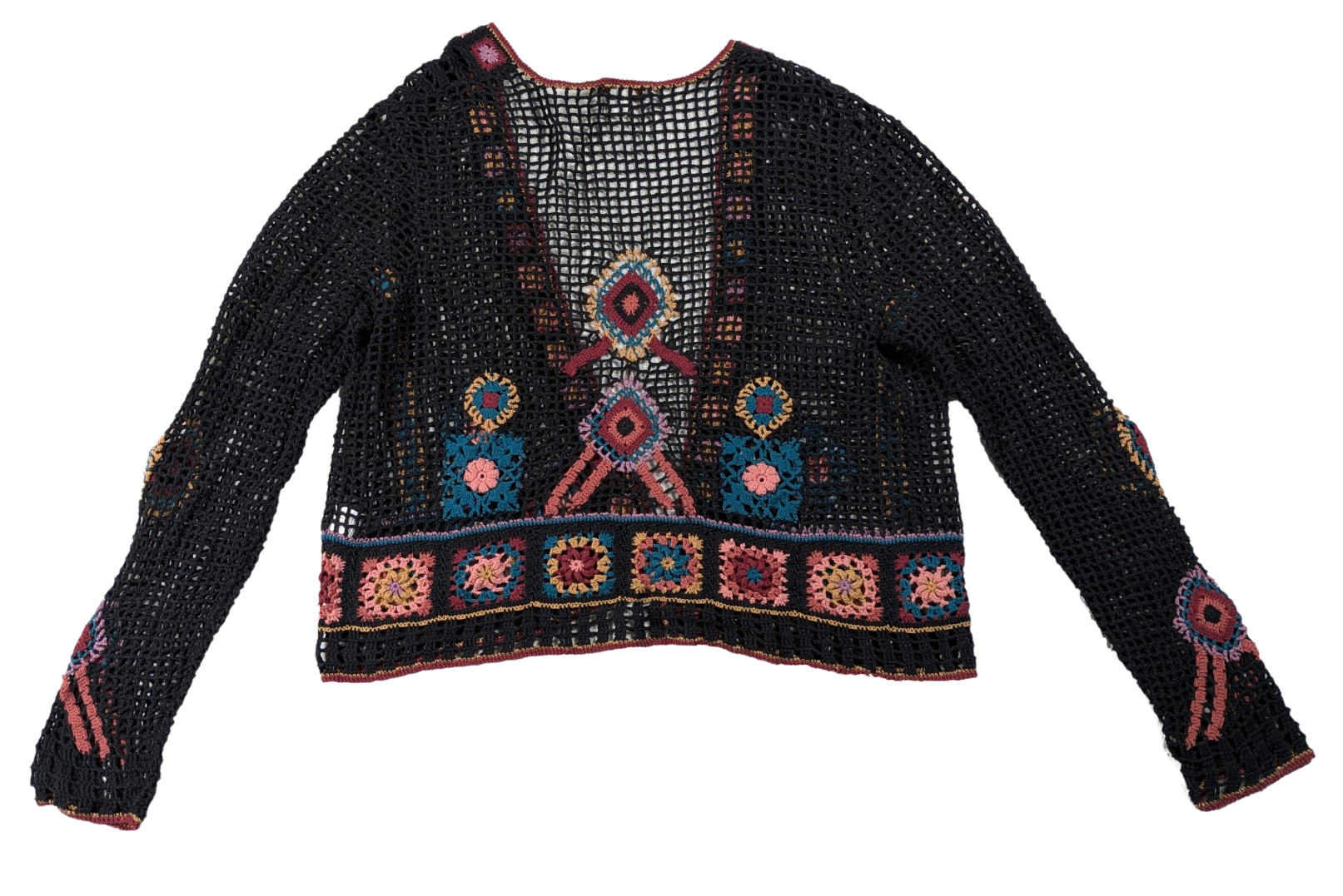 Coldwater Creek Multicolor Crochet Sweater Size Small Stay cozy and stylish with this Coldwater Creek Multicolor Crochet Sweater in size small. Handcrafted with croc