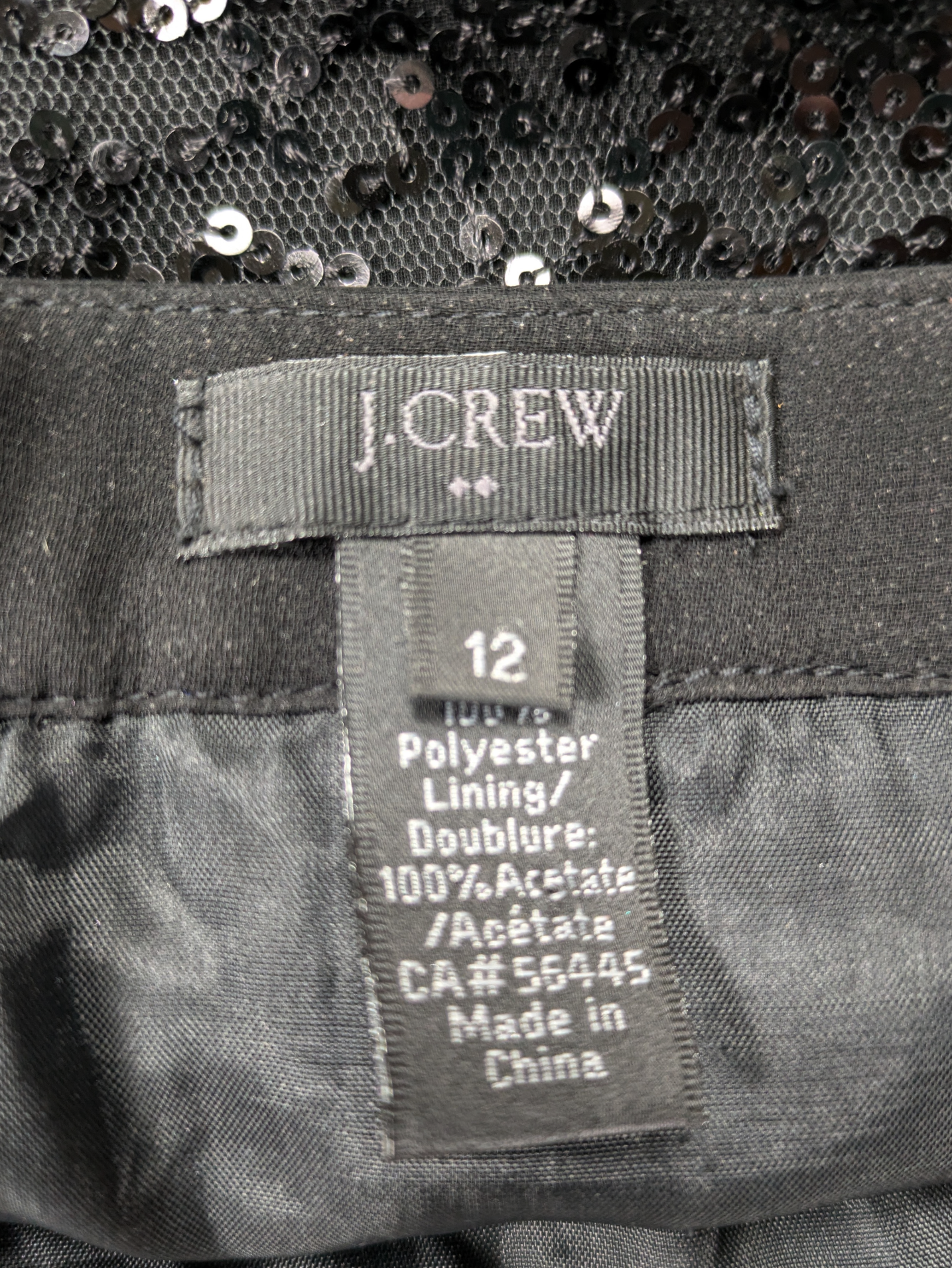 J Crew Factory Black Sequin Miniskirt Size 12