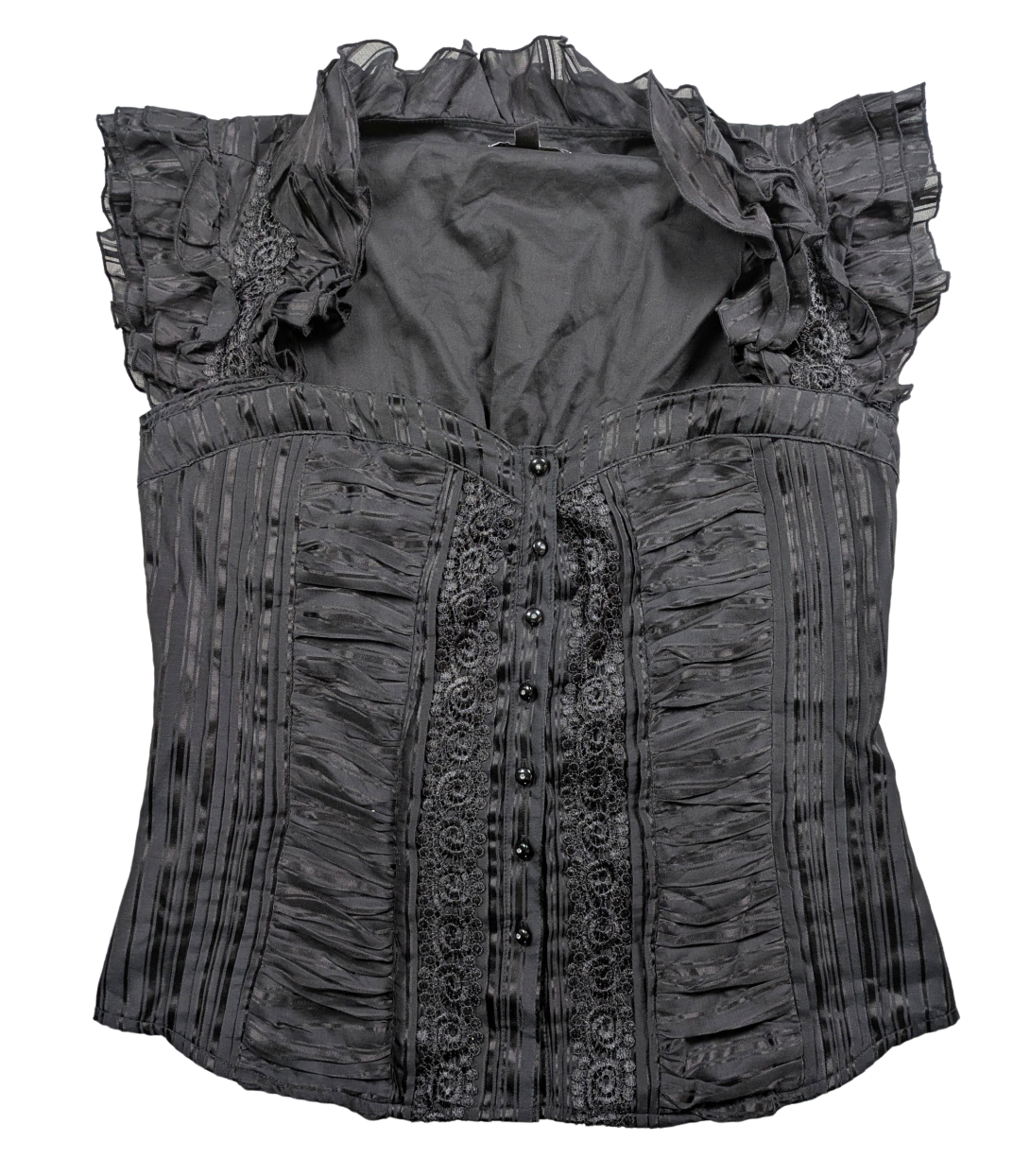 bebe Black Silk Blend Lined Sleeveless Button-front Blouse Size Large
