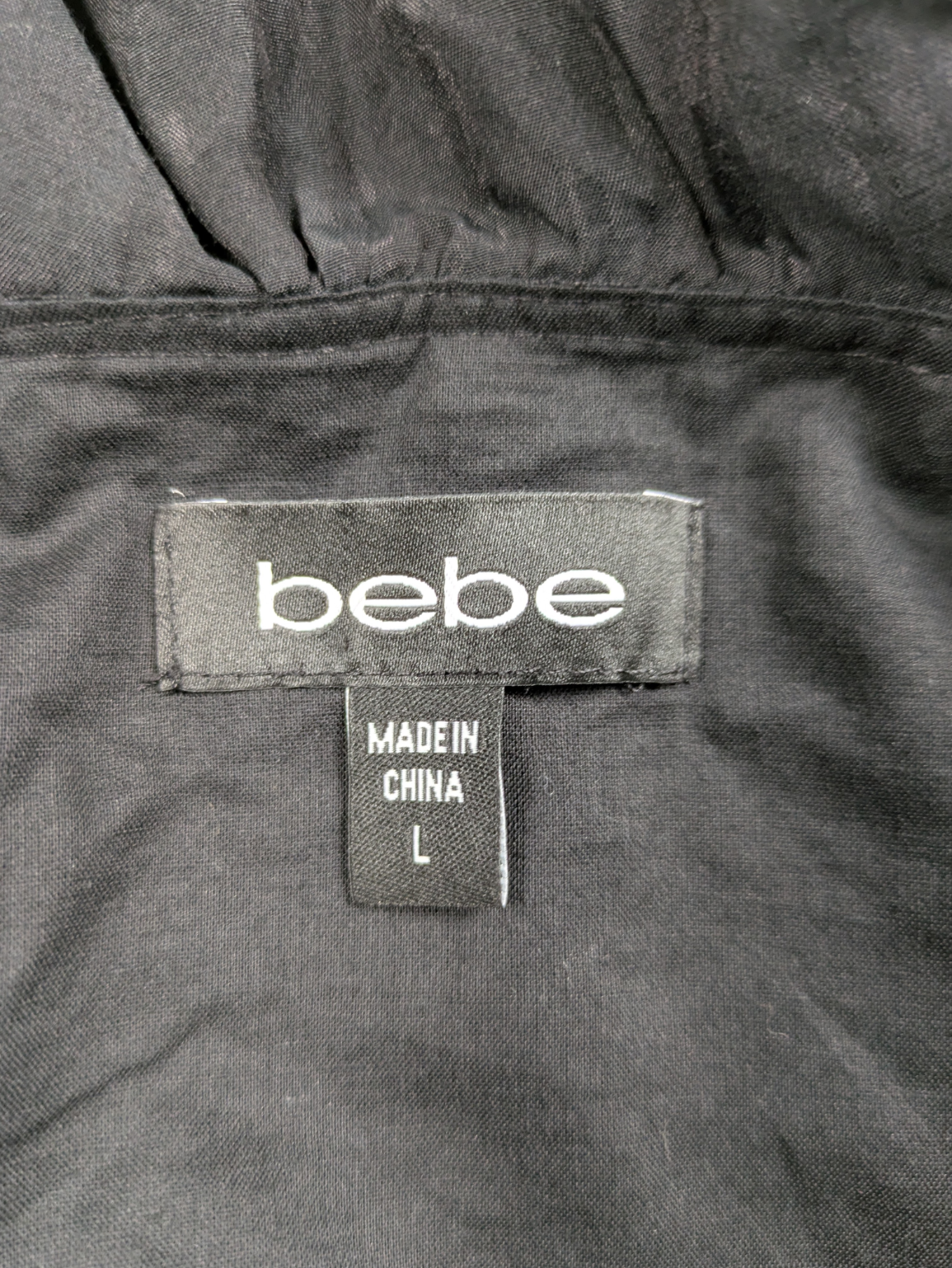bebe Black Silk Blend Lined Sleeveless Button-front Blouse Size Large