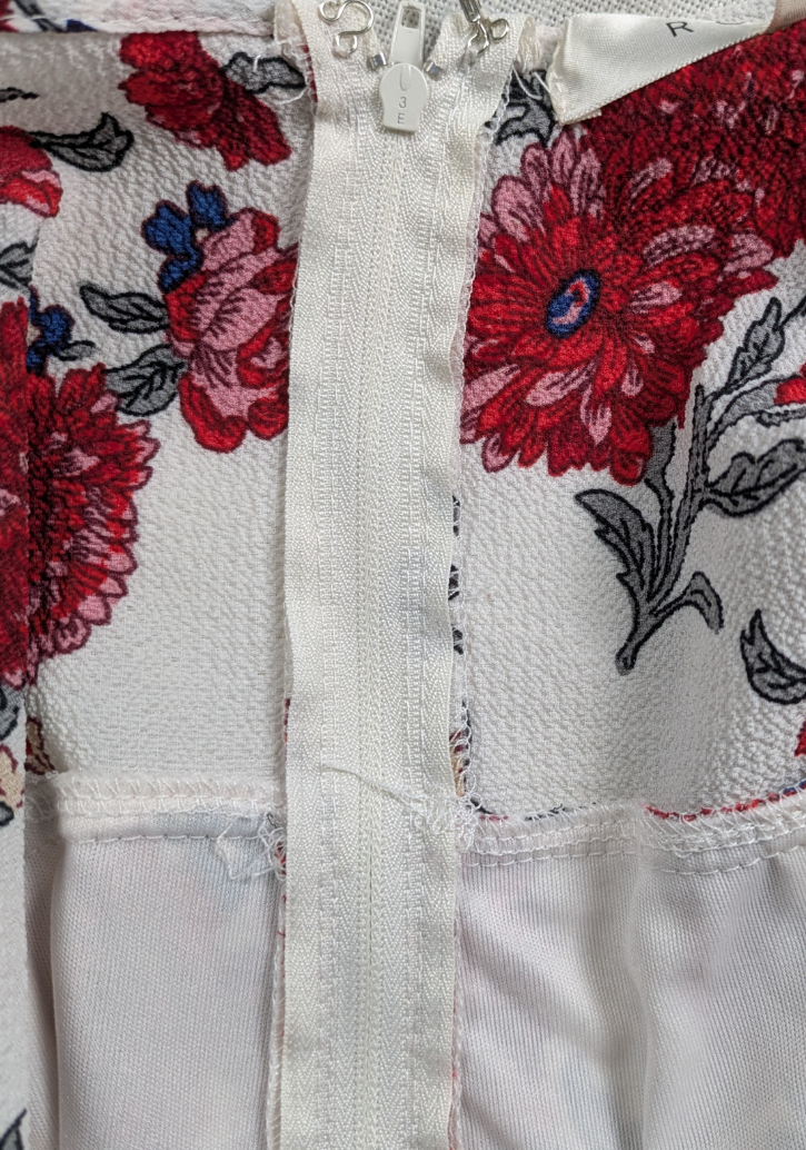 Row A White Romper with Red Flowers and Criss Cross Front Size XL