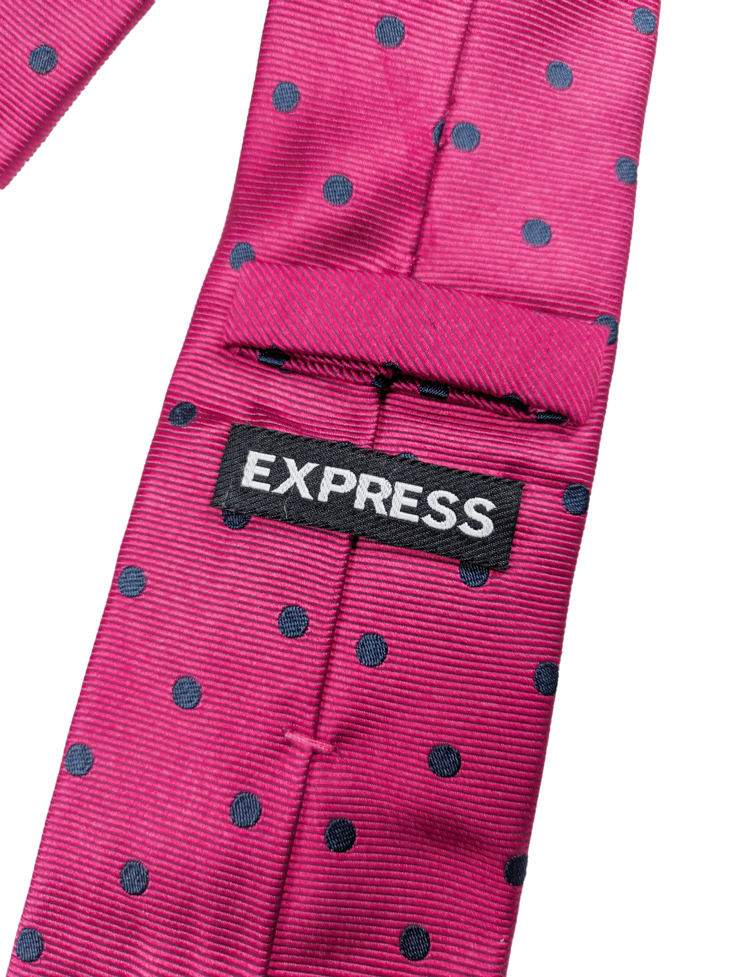 Express Hot Pink Silk Tie with Blue Polka Dots