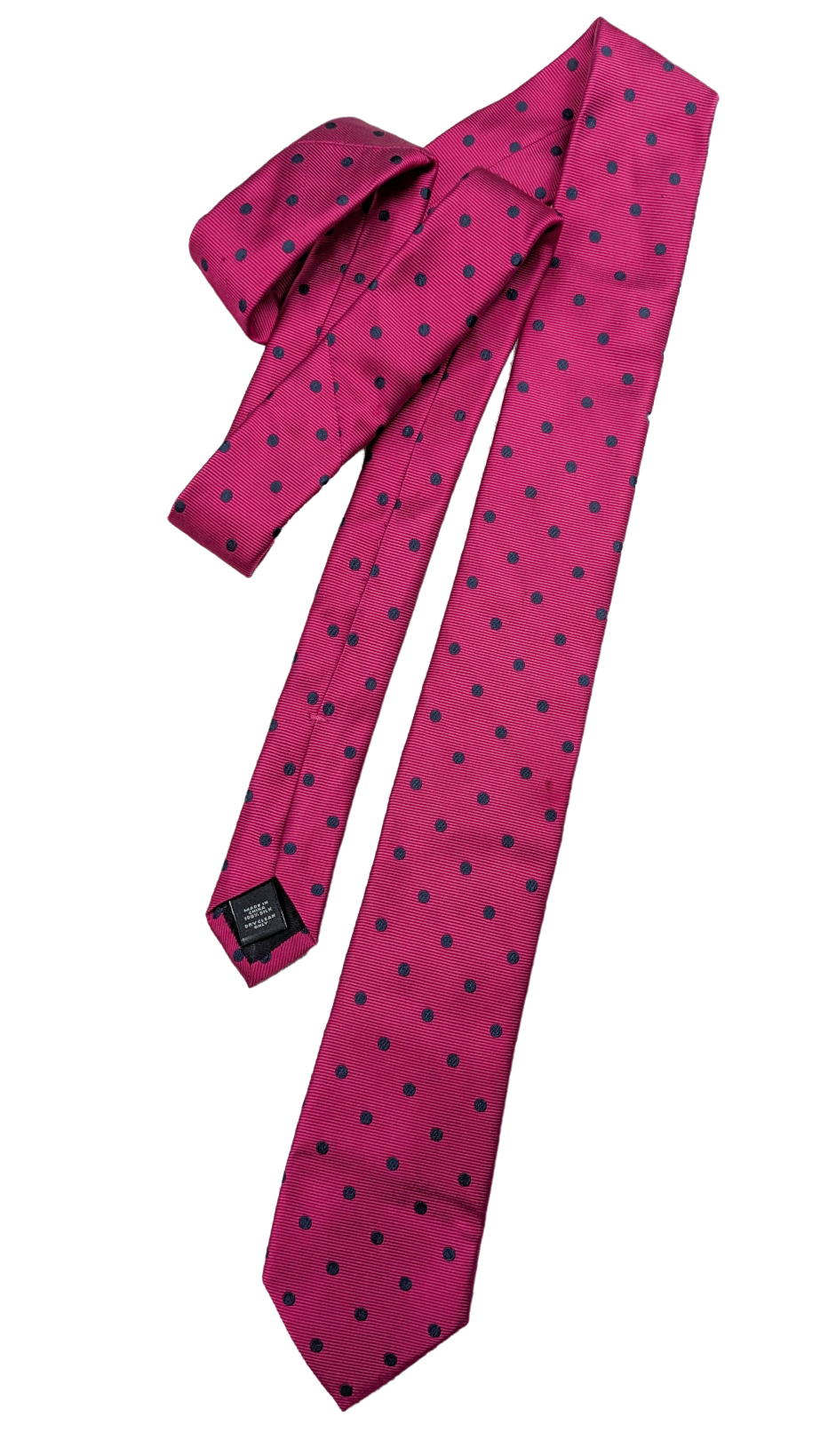 Express Hot Pink Silk Tie with Blue Polka Dots