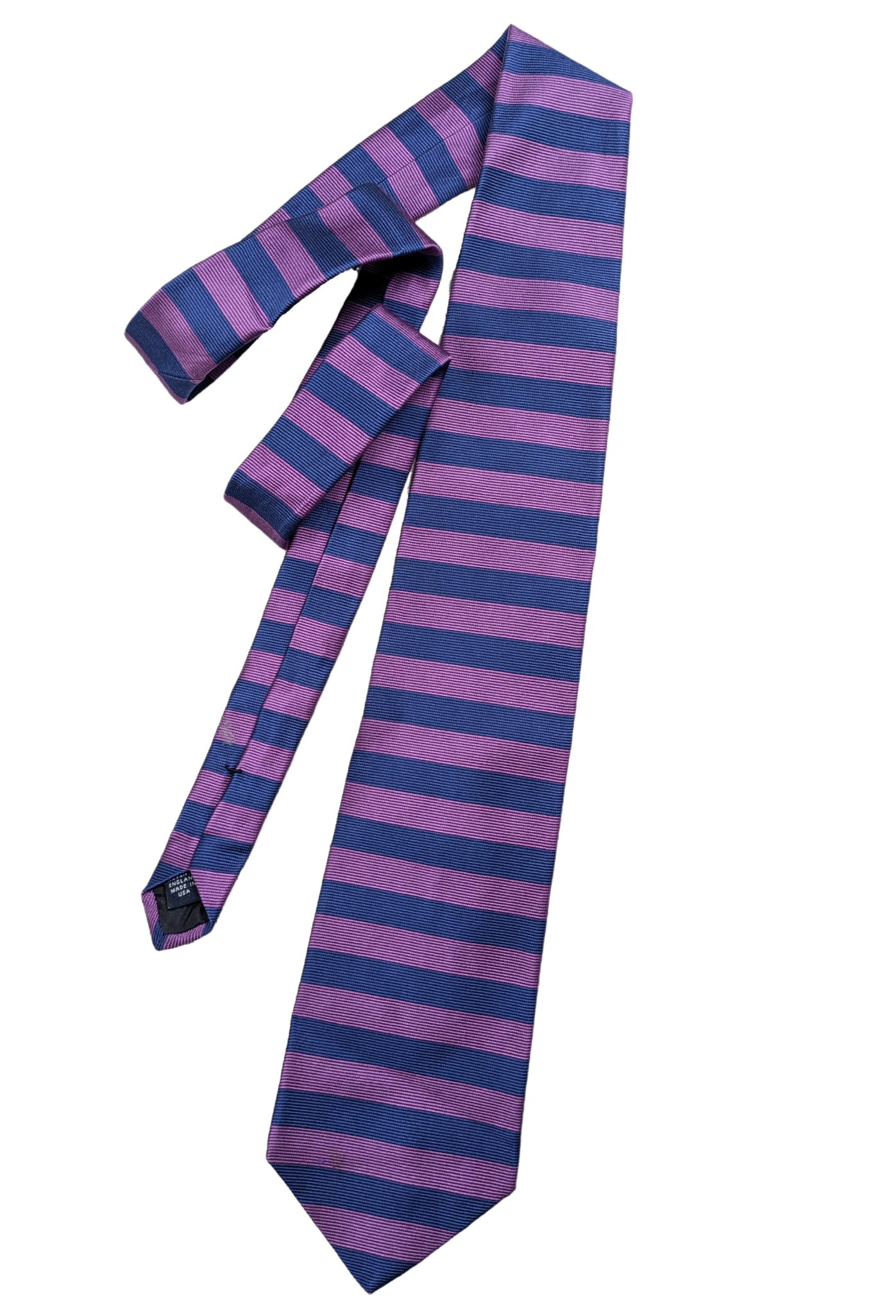 Brooks Brothers Blue and Pink Horizontal Stripe 100% Silk Tie