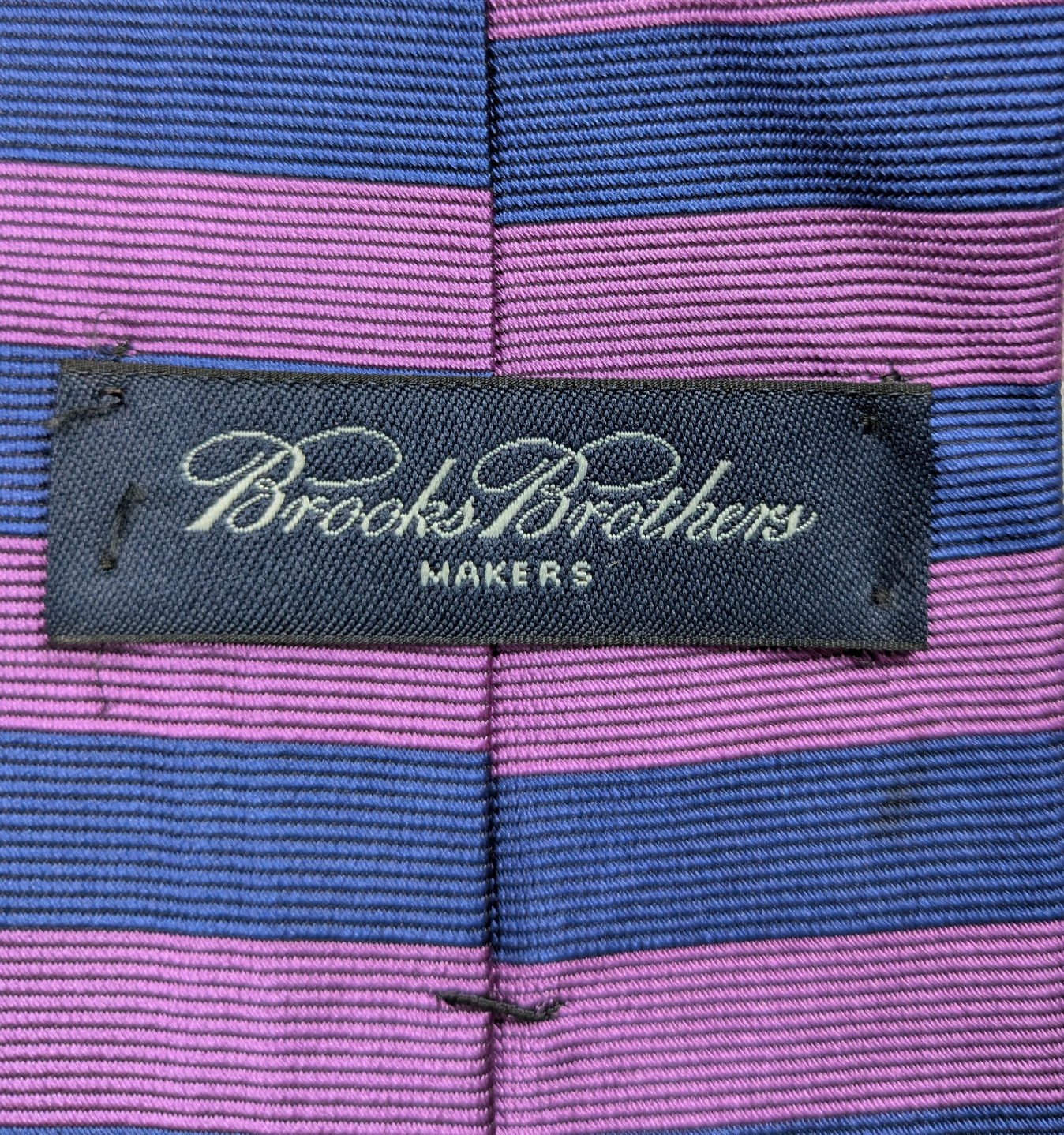 Brooks Brothers Blue and Pink Horizontal Stripe 100% Silk Tie