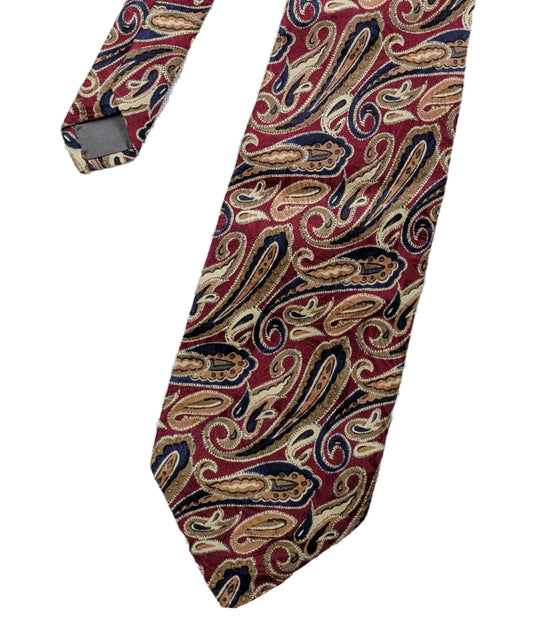 Robert Talbot for Nordstroms 100% Finest Red Silk Ties with Gold and Navy Paisley