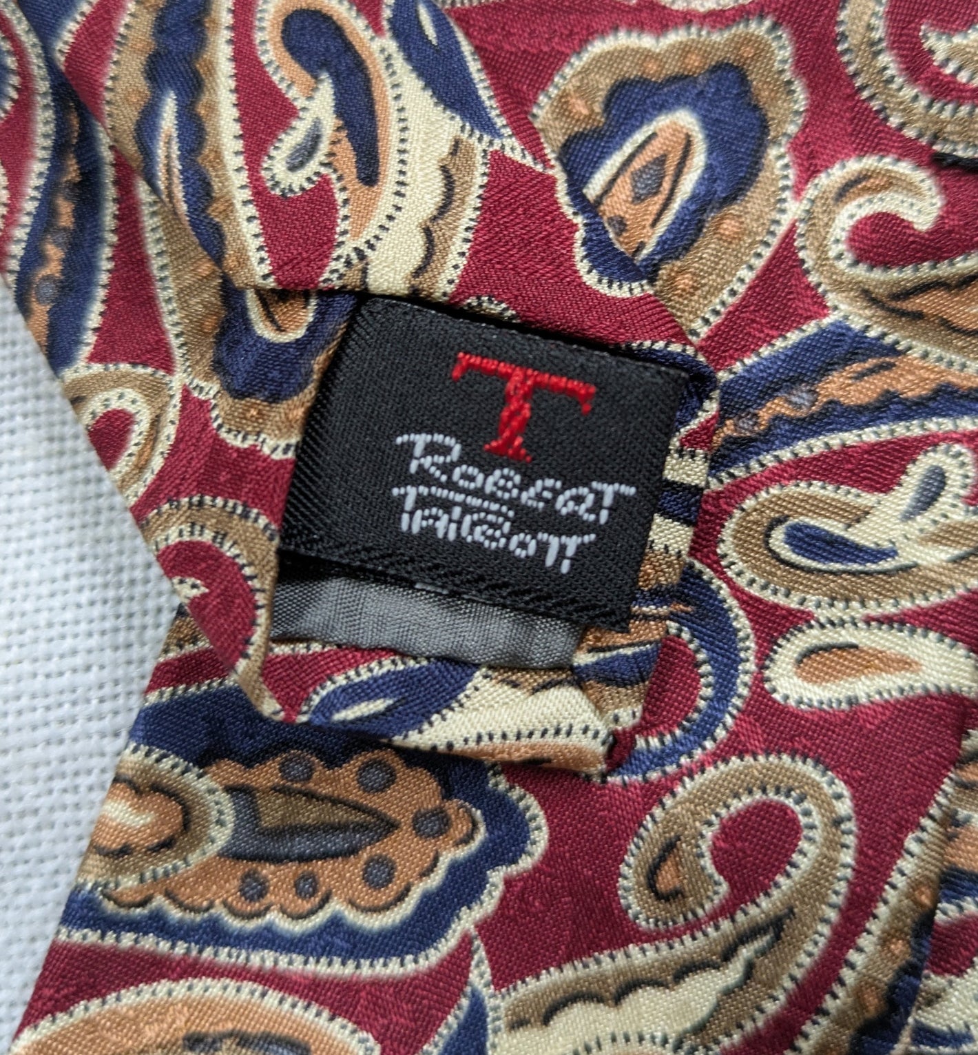 Robert Talbot for Nordstroms 100% Finest Red Silk Ties with Gold and Navy Paisley