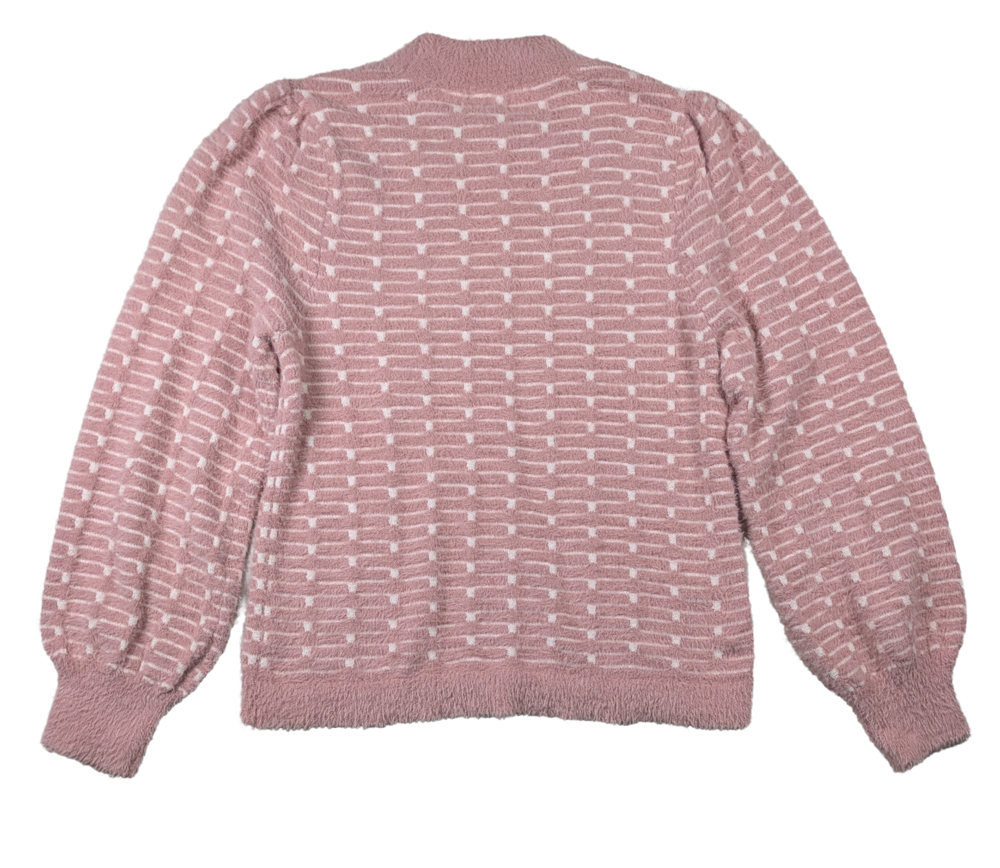 89th & Madison Fuzzy Pink Sweater with Puffy Sleeves Size Large Stay cozy and stylish in the 89th & Madison Fuzzy Pink Sweater with Puffy Sleeves. The soft, fuzz