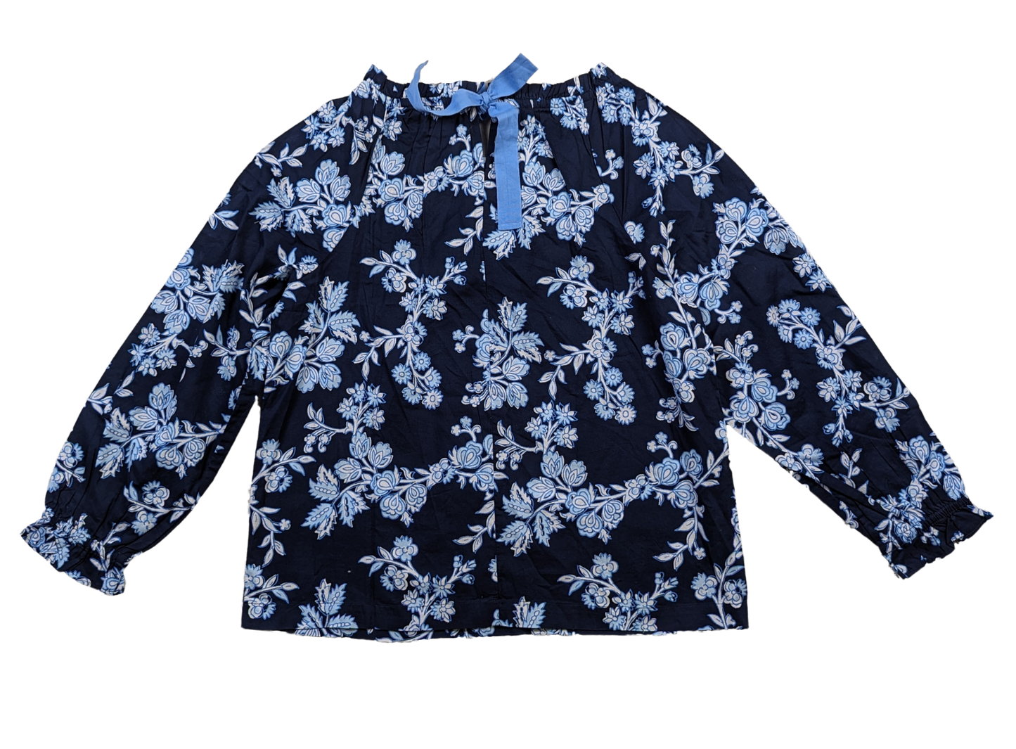 J Crew Navy Floral Smock Neck Long Sleeve Blouse Size PS Elevate your wardrobe with the J Crew Navy Floral Smock Neck Blouse. This long sleeve top features a stylish