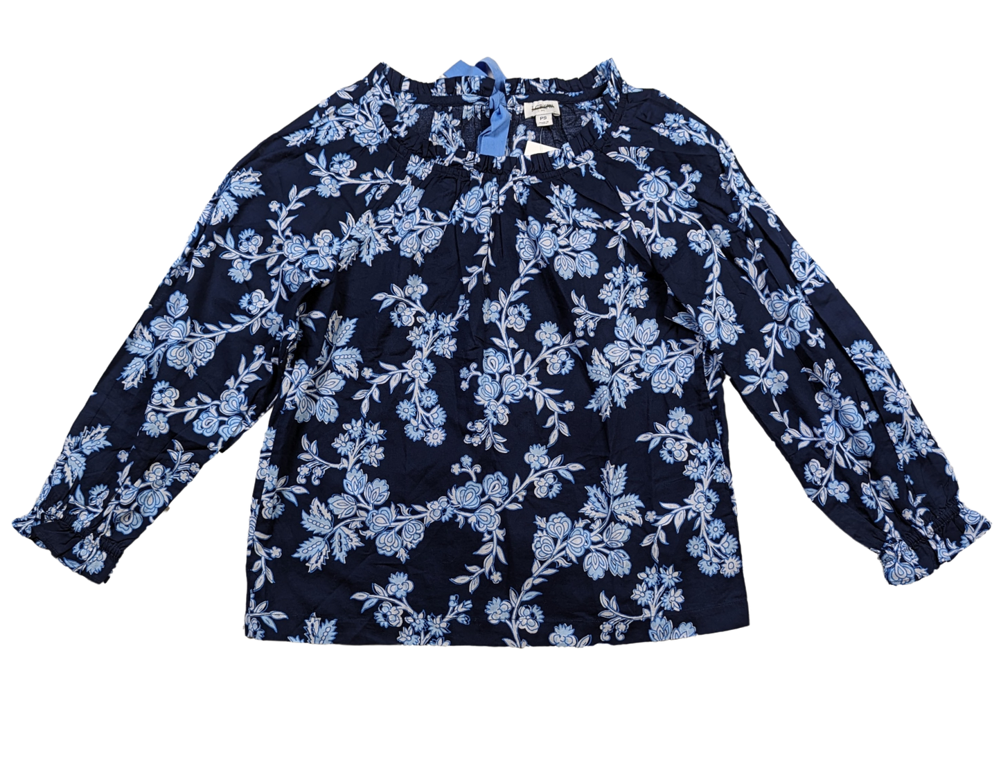 J Crew Navy Floral Smock Neck Long Sleeve Blouse Size PS Elevate your wardrobe with the J Crew Navy Floral Smock Neck Blouse. This long sleeve top features a stylish