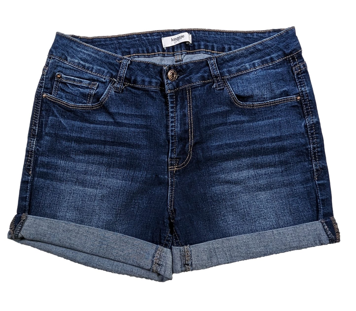 Kensie Denim Cuffed Shorts Size 6 Get ready to rock all summer long in the Kensie Denim Cuffed Shorts! These playful and stretchy shorts will give you a flattering 2