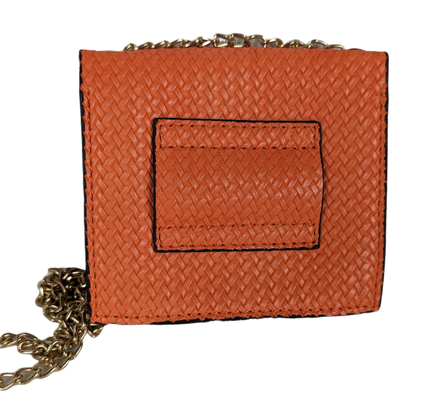 Shein Orange Faux Leather Wallet with Gold Chain.Purse, handbagShein Chain WalletShein Chain Wallet