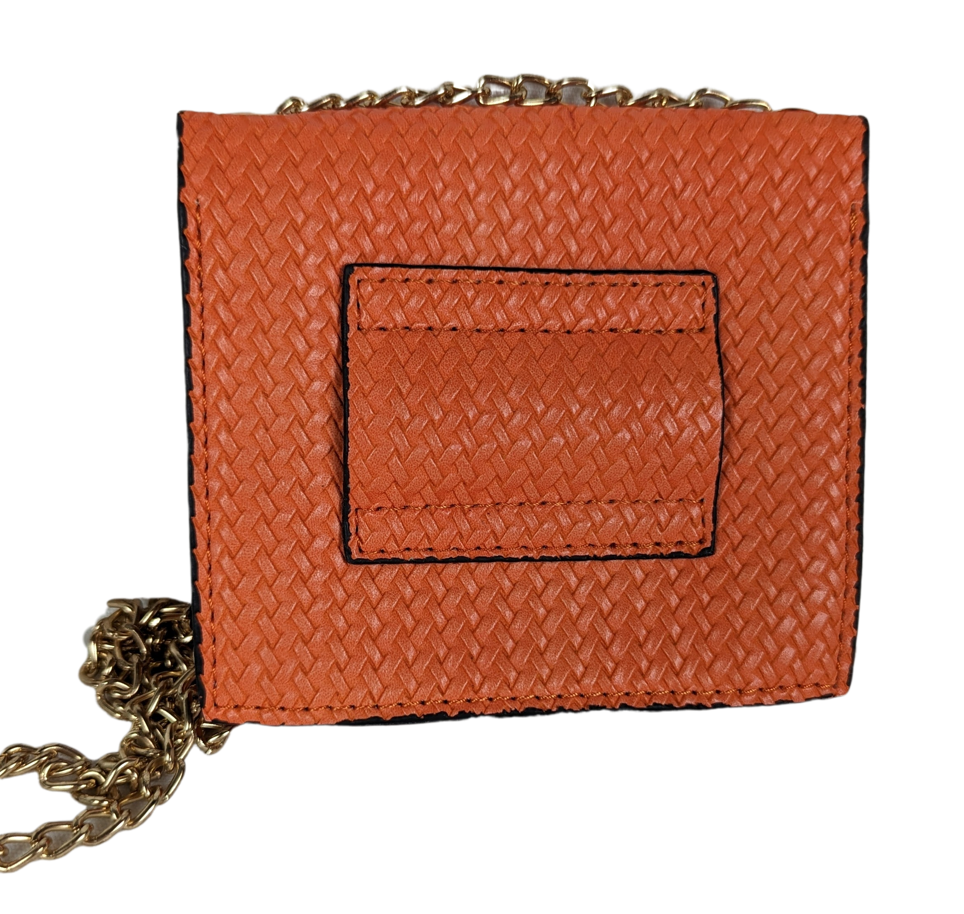 Shein Orange Faux Leather Wallet with Gold Chain.Purse, handbagShein Chain WalletShein Chain Wallet