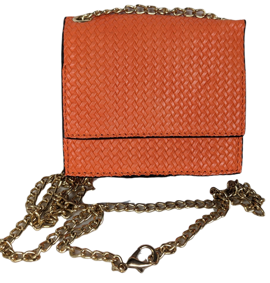 Shein Orange Faux Leather Wallet with Gold Chain.Purse, handbagShein Chain WalletShein Chain Wallet