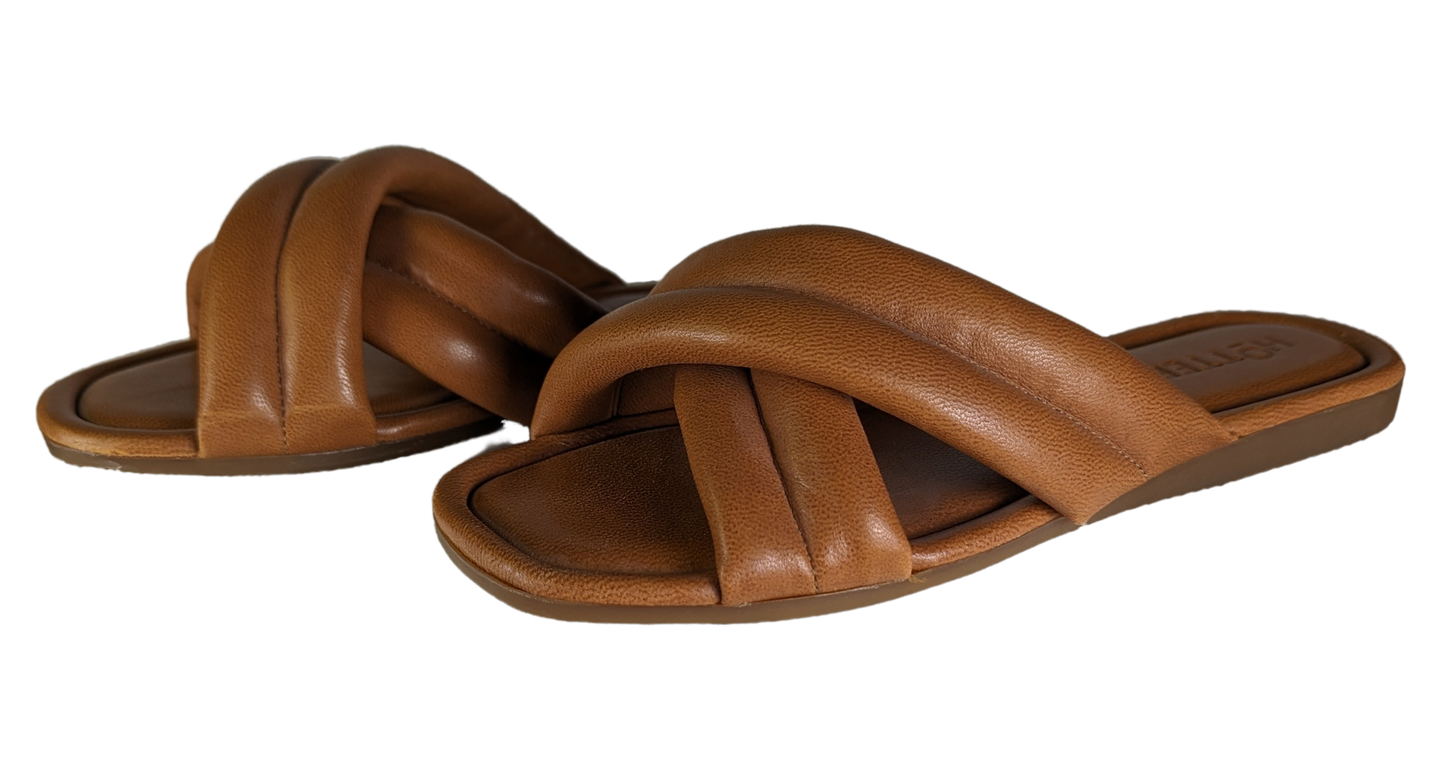 Hotter Rimini Slip-on Sandals Size 7 1/2W This high-style slip-on sandal doesn't compromise on comfort. A modern sandal from its crossover design, Rimini's straps ar