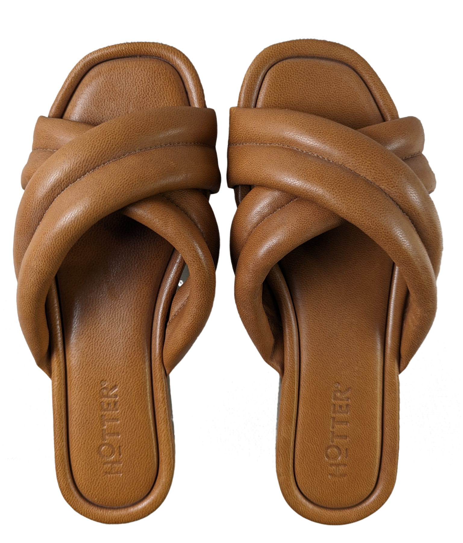 Hotter Rimini Slip-on Sandals Size 7 1/2W This high-style slip-on sandal doesn't compromise on comfort. A modern sandal from its crossover design, Rimini's straps ar