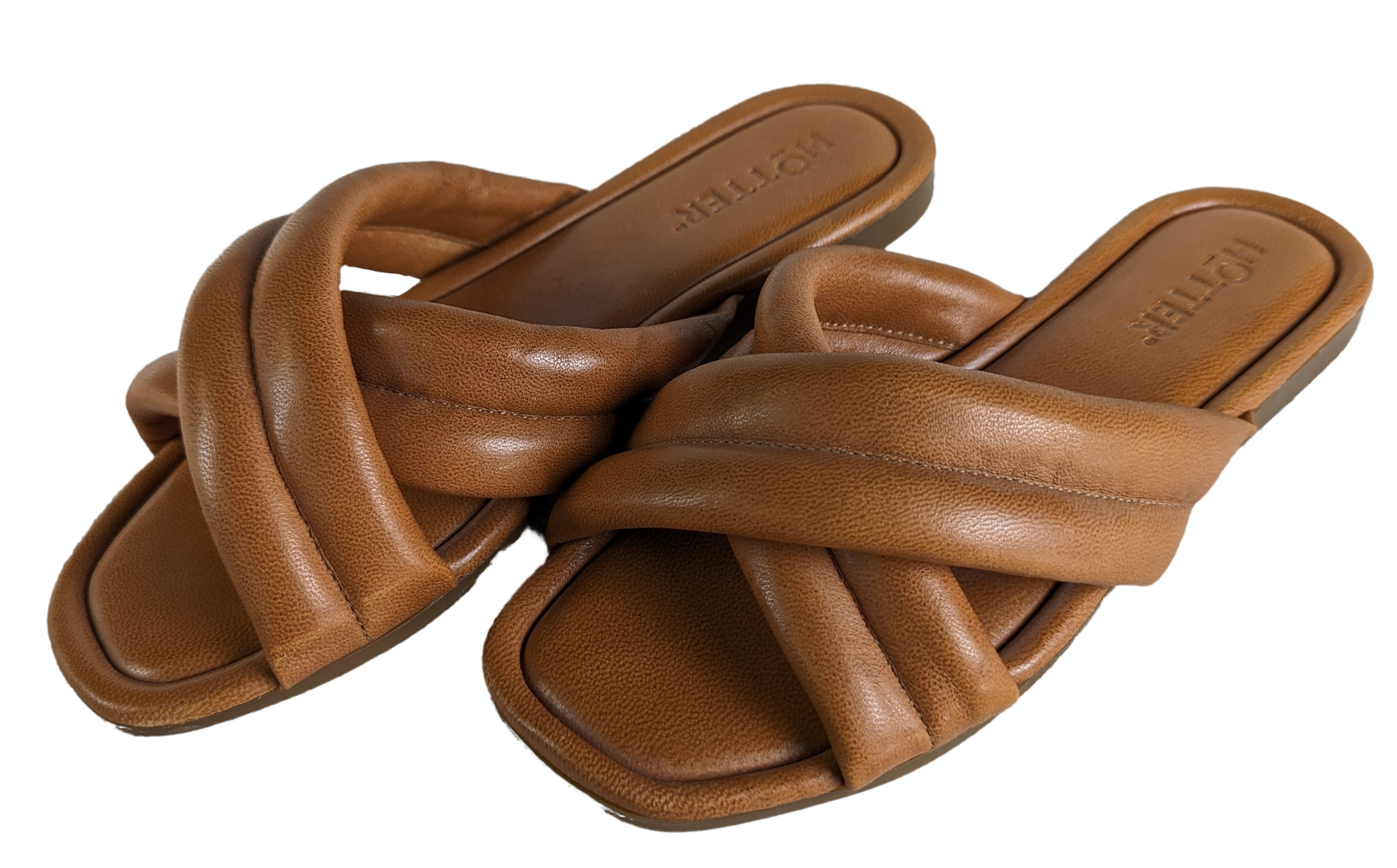 Hotter Rimini Slip-on Sandals Size 7 1/2W This high-style slip-on sandal doesn't compromise on comfort. A modern sandal from its crossover design, Rimini's straps ar