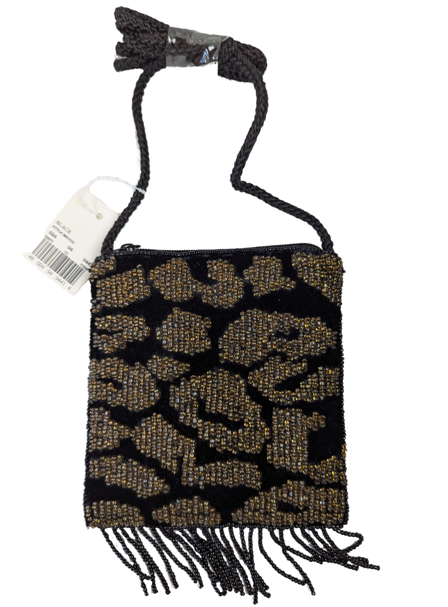 Small Beaded Leopard Print Bag with strap
