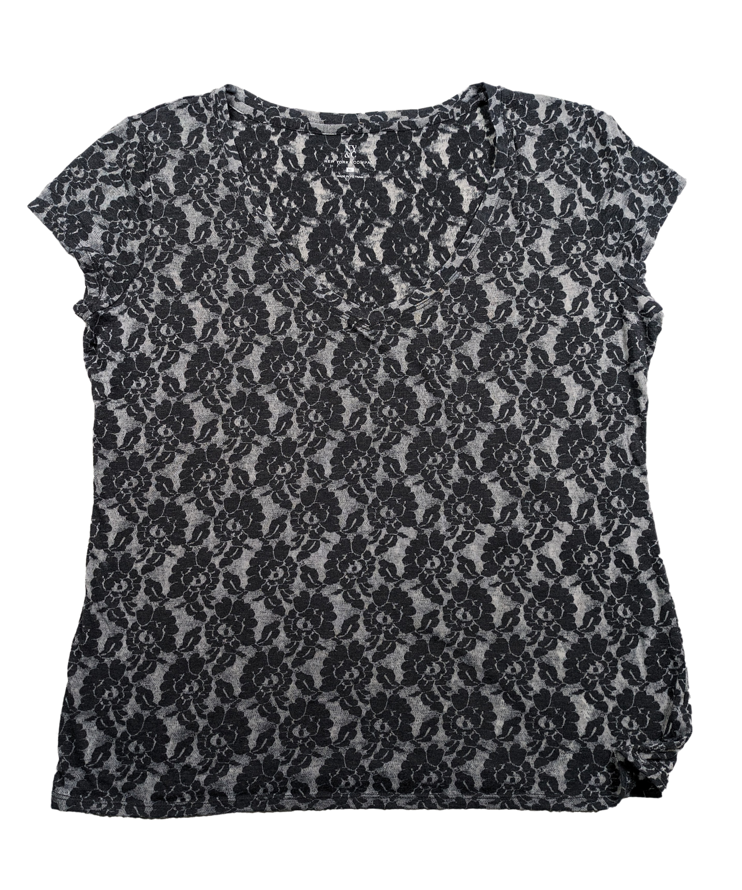 NY & Co Semi-Sheer Lace Print T Shirt Size XL Say hello to your new fa