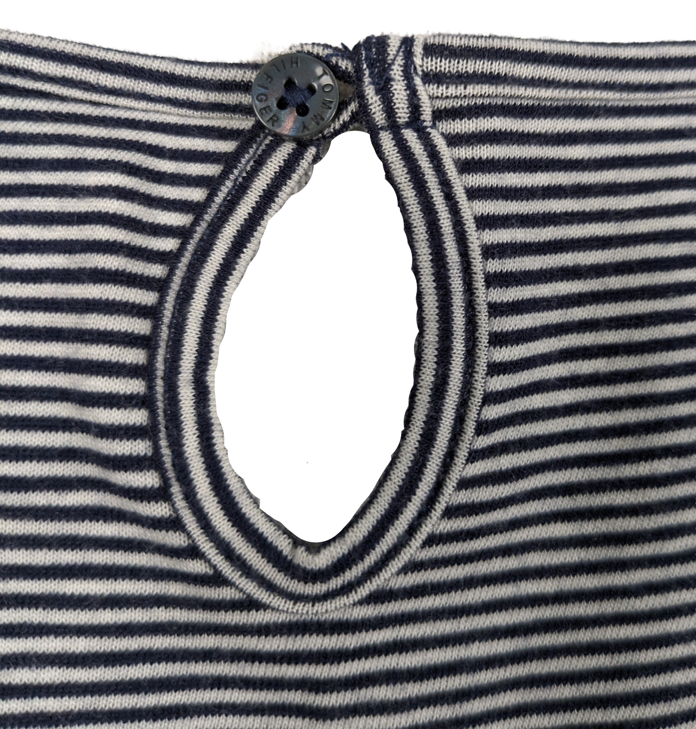 Tommy HIlfiger Striped Cap-Sleeve T Shirt with Ruffle Sleeves Size MStep up your t-shirt game with the Tommy Hilfiger Striped Cap-Sleeve T Shirt! Made with this navy