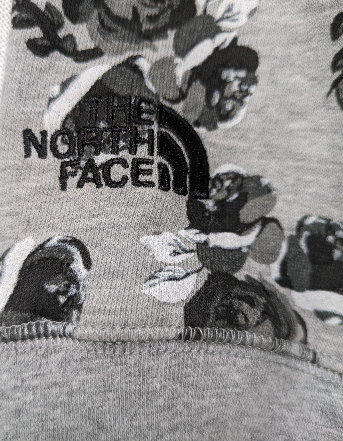The North Face Gray Sweatshirt with Black Rose Print Size Large Experience the best of both worlds with The North Face Gray Sweatshirt. Keep warm and stylish wi