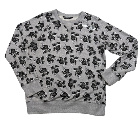 The North Face Gray Sweatshirt with Black Rose Print Size Large Experience the best of both worlds with The North Face Gray Sweatshirt. Keep warm and stylish wi