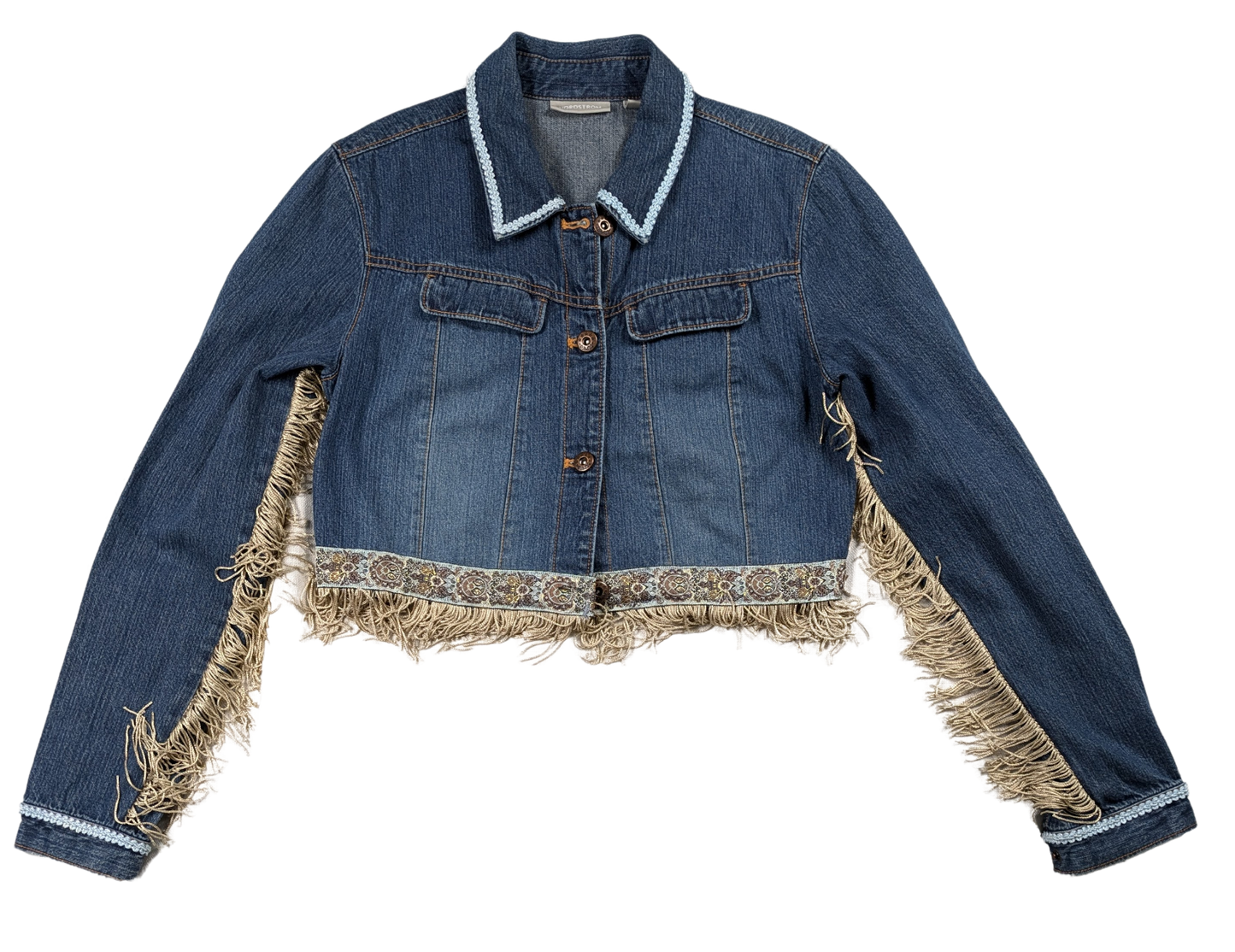 Refreshed - Nordstrom's Upcycled Embellished Denim Jacket Size Small Elevate your style with Nordstrom's Upcycled Embellished Denim Jacket. Made from a repurposed jaRefreshed - Nordstrom's Upcycled Embellished Denim Jacket Size Small Elevate your style with Nordstrom's Upcycled Embellished Denim Jacket. Made from a repurposed ja