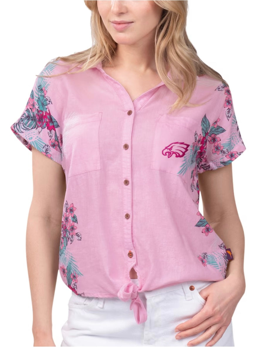 Margaritaville Island Resort NFL Philadelphia Eagles Pink Stadium Button Up Shirt Large- NWT