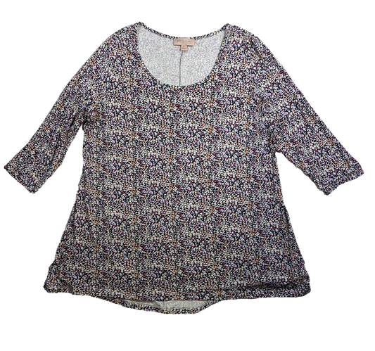 Philosophy Three-Quarter Sleeve Multi-colored Tunic Size 2X Unleash your inner philosopher with this whimsical tunic! The flowy silhouette and three-quarter sleeves