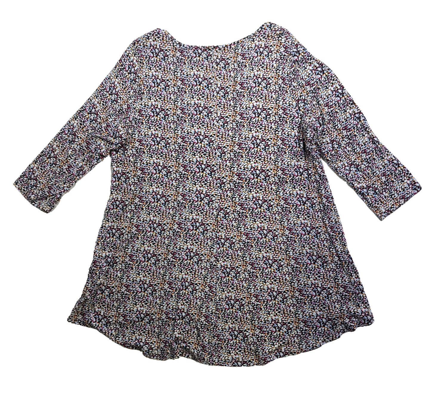 Philosophy Three-Quarter Sleeve Multi-colored Tunic Size 2X Unleash your inner philosopher with this whimsical tunic! The flowy silhouette and three-quarter sleeves