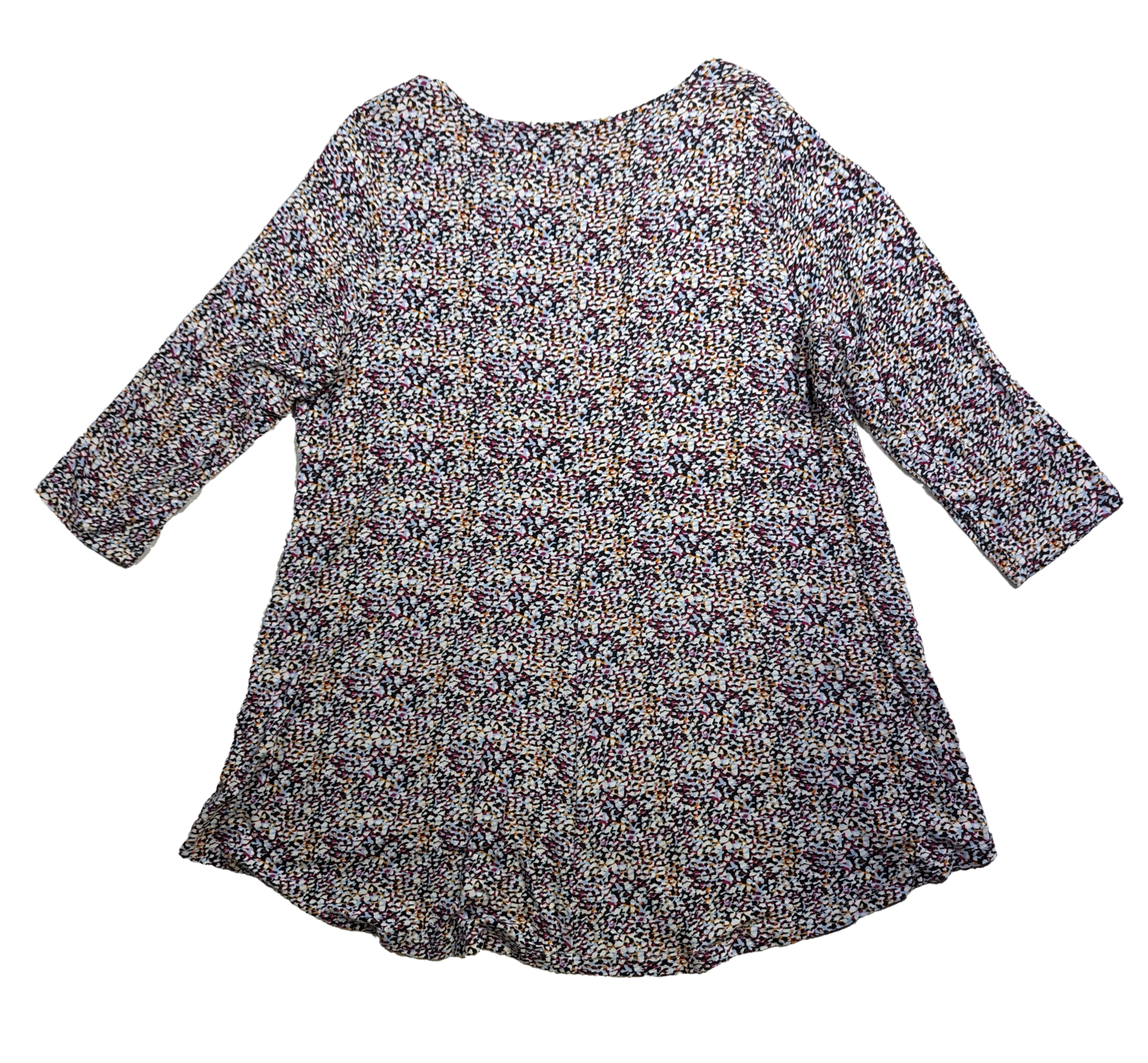 Philosophy Three-Quarter Sleeve Multi-colored Tunic Size 2X Unleash your inner philosopher with this whimsical tunic! The flowy silhouette and three-quarter sleeves