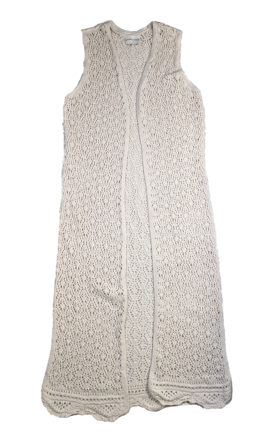 Freshman 1996 Crochet Long Vest Size Medium Embrace your inner boho with our Freshman 1996 Crochet Long Vest! Made with intricate crochet detailing, this vest is fre