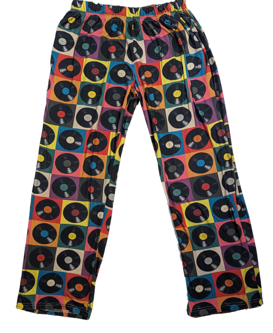 Brief Insanity Vinyl Record Design Lounge Pants Size Medium Get ready to rock and relax in these Brief Insanity Vinyl Record Design Lounge Pants! Featuring a unique