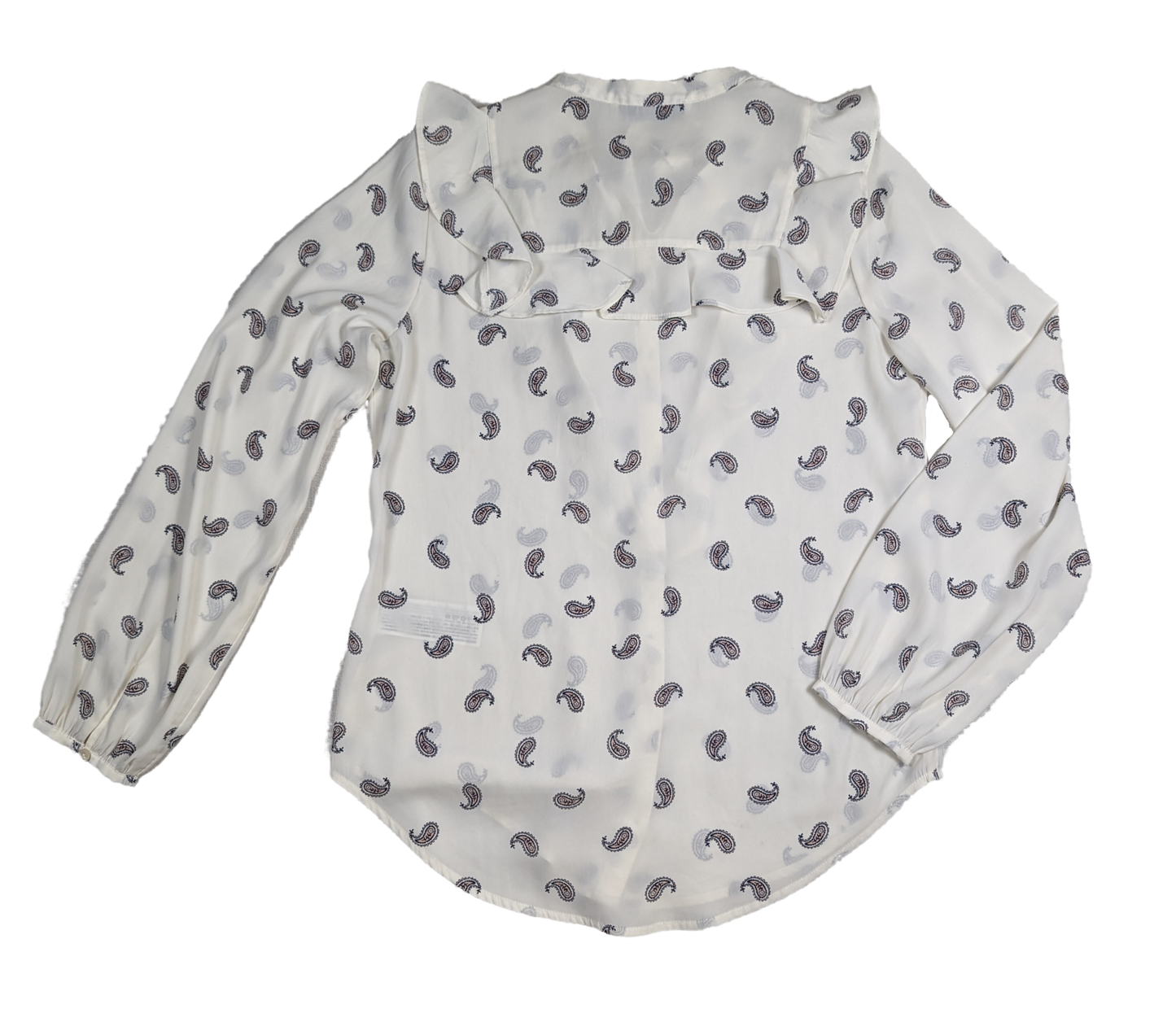 Abercrombie & Fitch Paisley Print Tie Neck Blouse Size Medium Unleash your inner fashionista with this playful Abercrombie & Fitch top. The white paisley print a