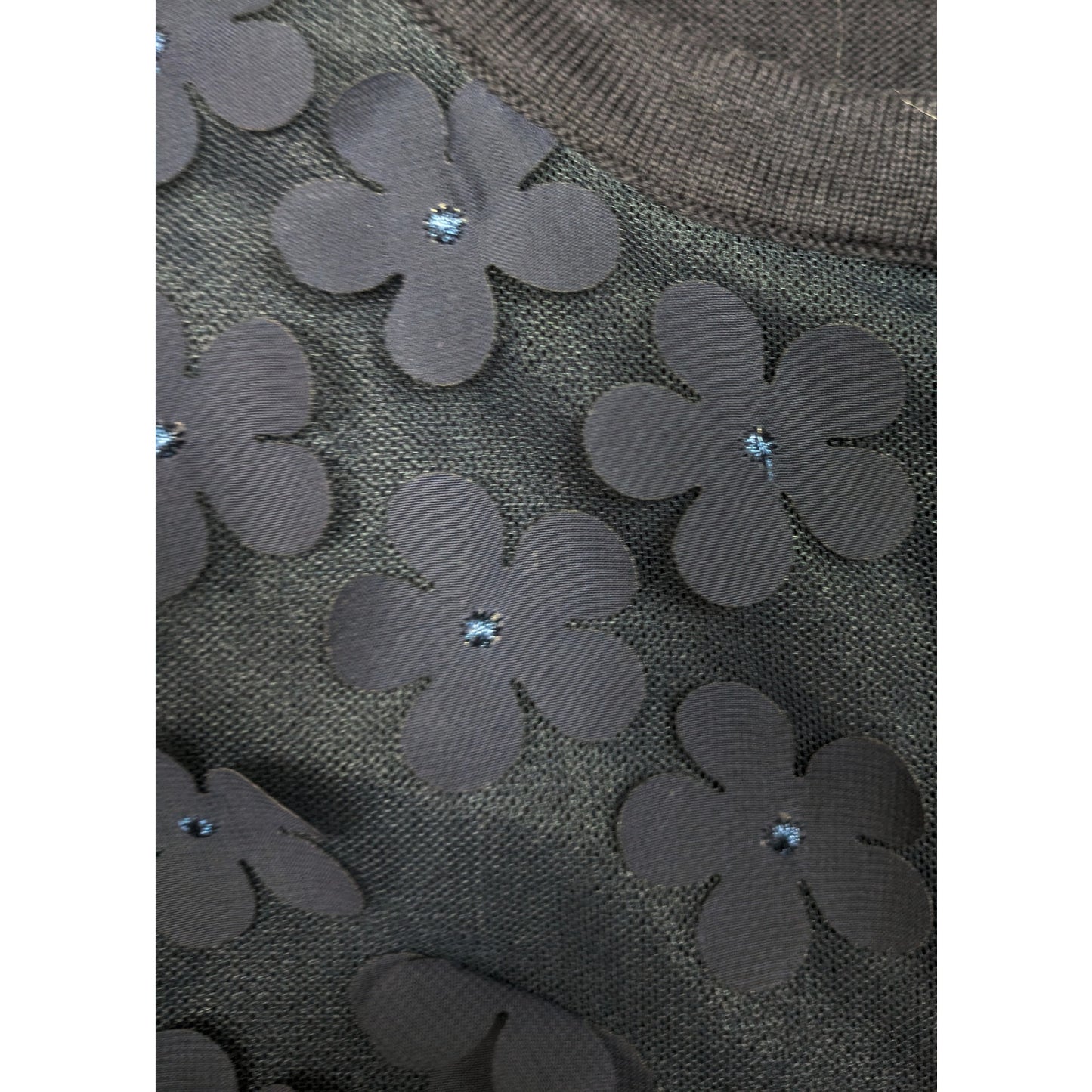 Karl Lagerfeld Navy Cardigan with Sheer Front and Flower appliques Size Large
