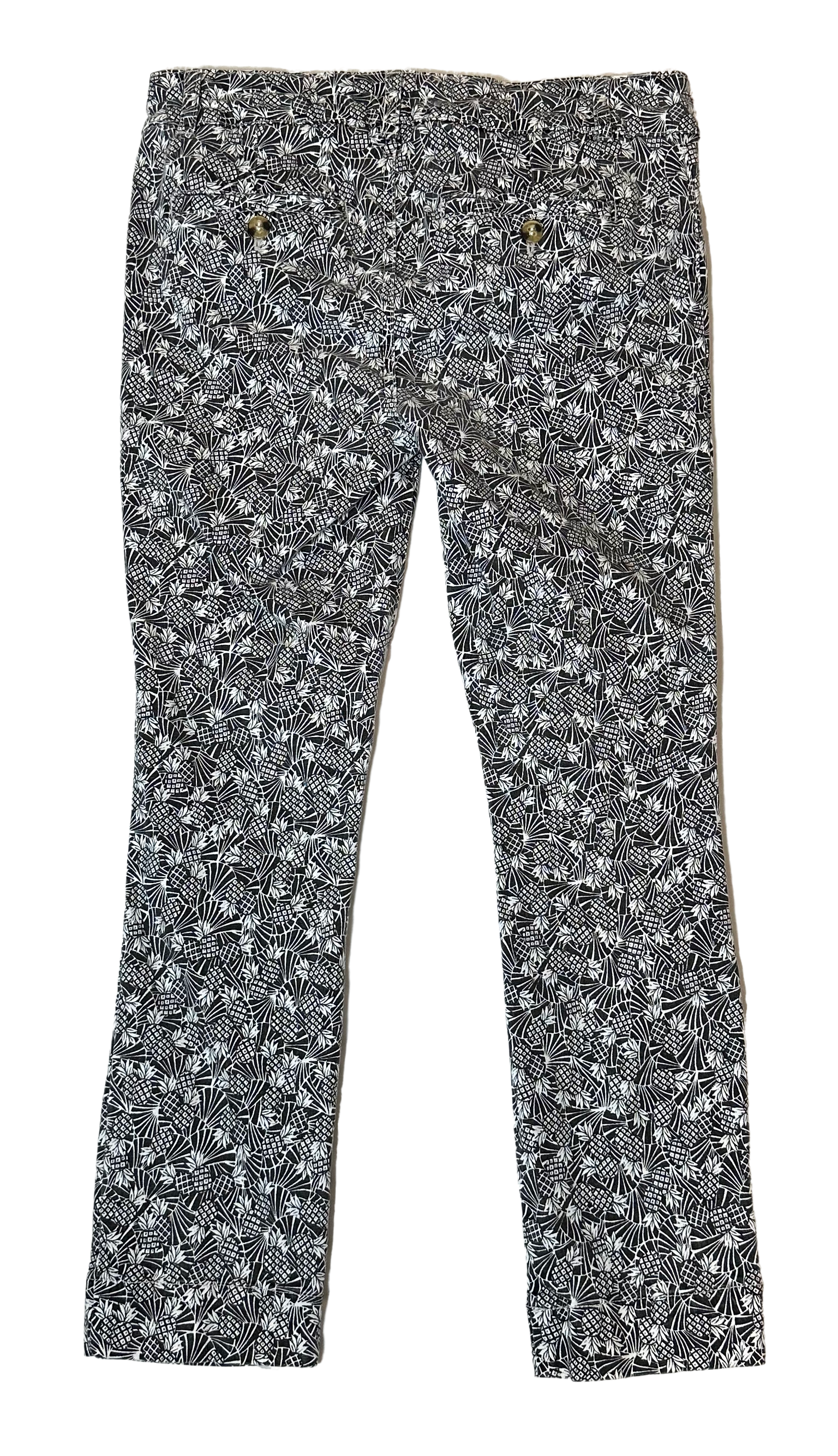 Anthropologie Black & White Pineapple Print Bowery Ankle Crop Pants size 10R Satisfy your craving for fashion with these playful pants by Anthropologie. Featuring a
