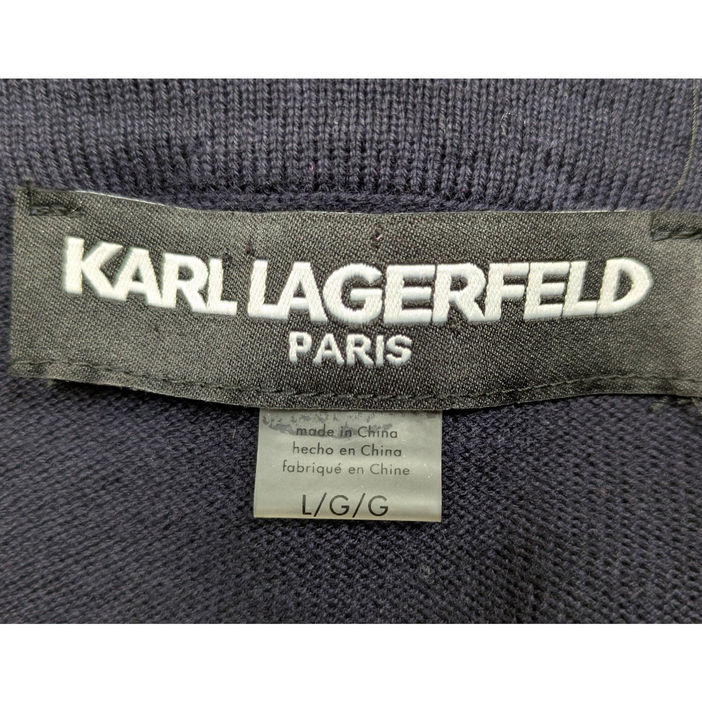 Karl Lagerfeld Navy Cardigan with Sheer Front and Flower appliques Size Large