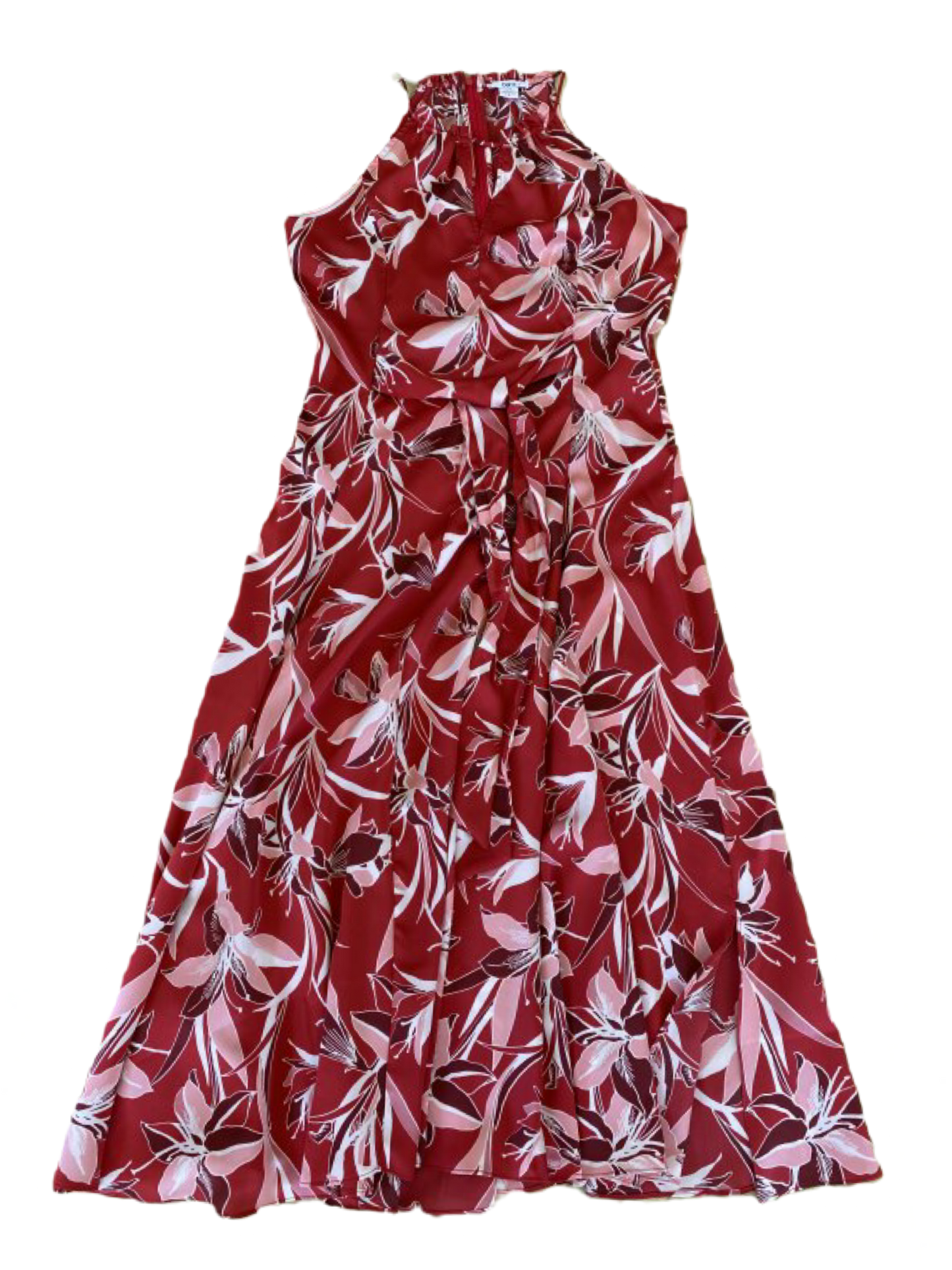 Bar III Red Print Flowy Halter Dress Size Small