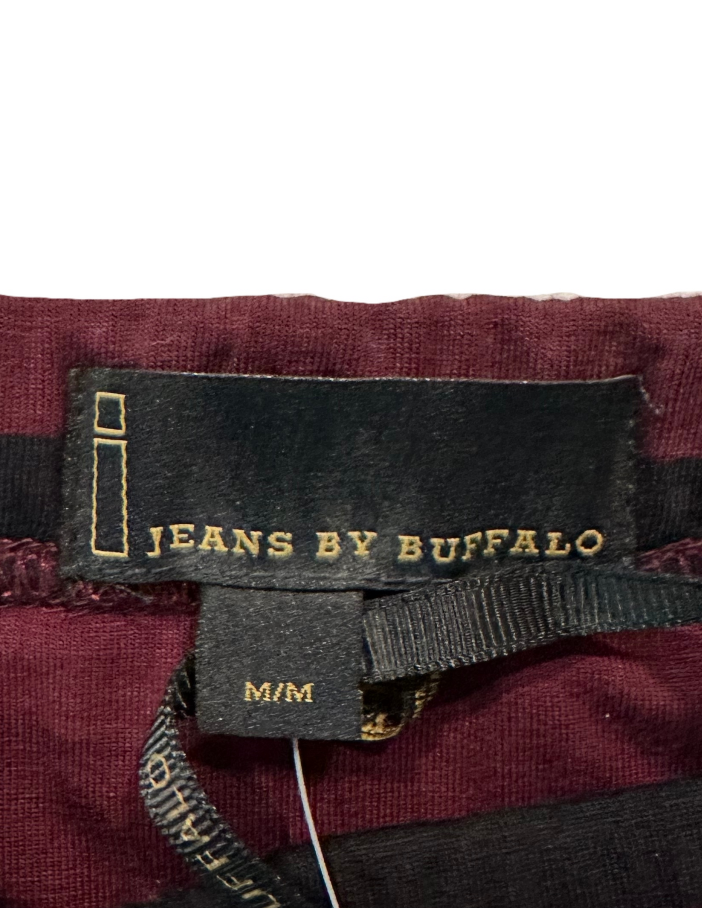 i jeans by Buffalo Long Burgundy and Black Stripe Stretch Skirt Size MGet ready to rock your casual look with the i jeans by Buffalo long burgundy and black stripe s