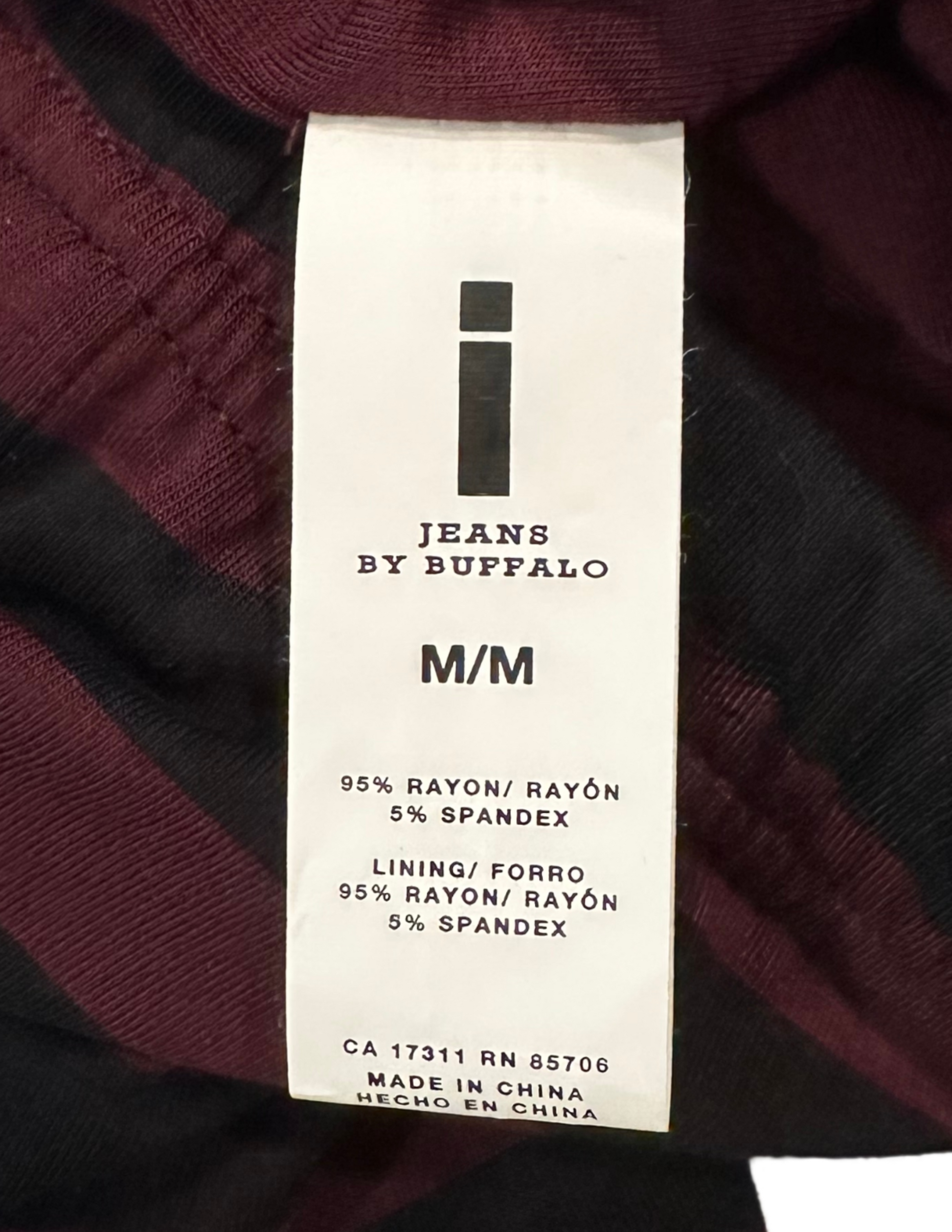 i jeans by Buffalo Long Burgundy and Black Stripe Stretch Skirt Size MGet ready to rock your casual look with the i jeans by Buffalo long burgundy and black stripe s
