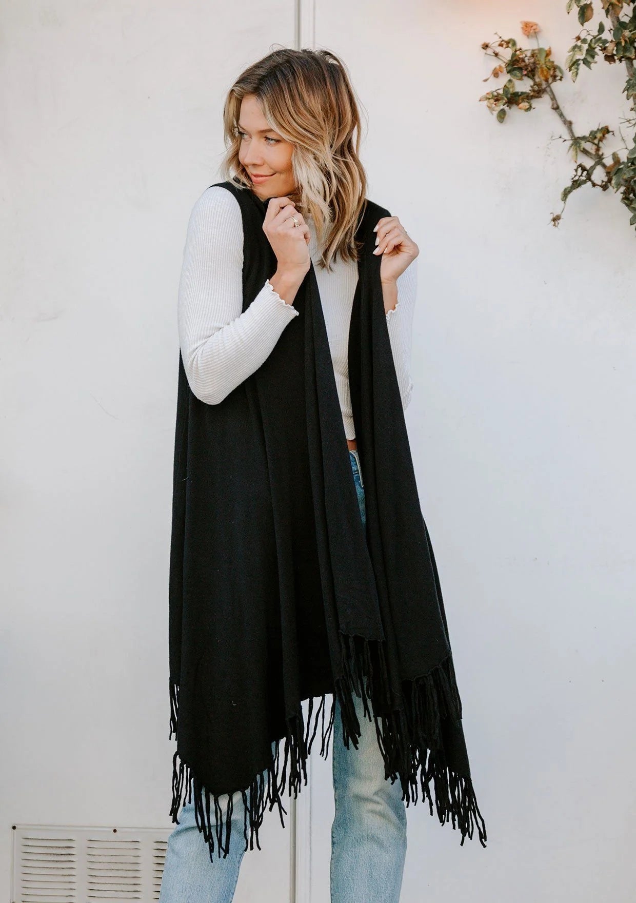 Lovestitch Fringed Long Tunic Vest