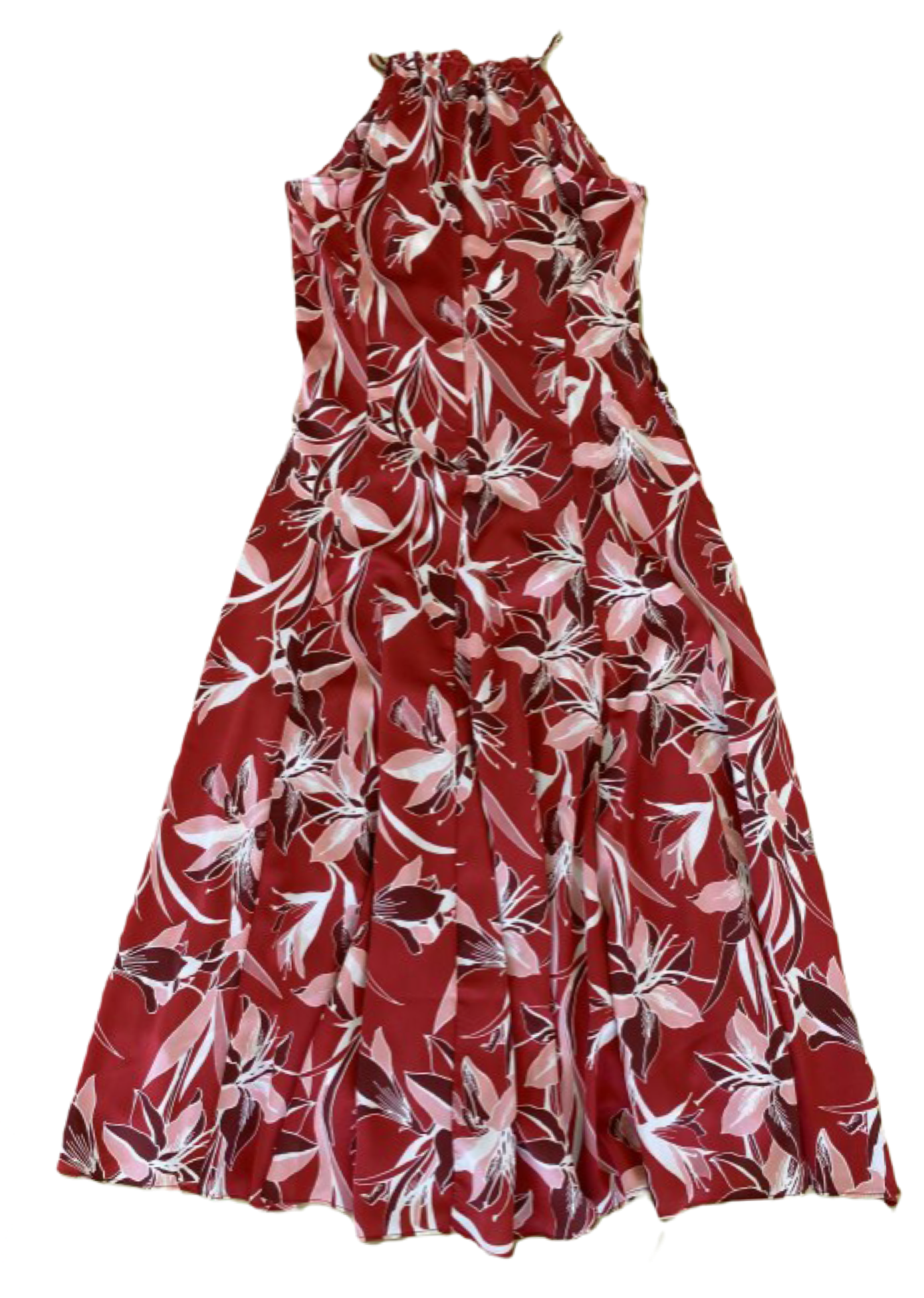 Bar III Red Print Flowy Halter Dress Size Small