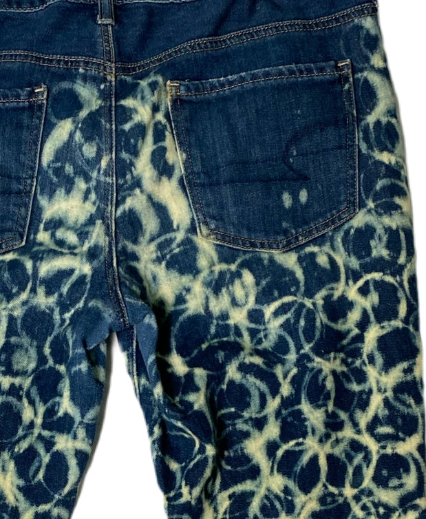 REFRESHED - American Eagle Distressed and Hand Printed Denim Jeans size 8