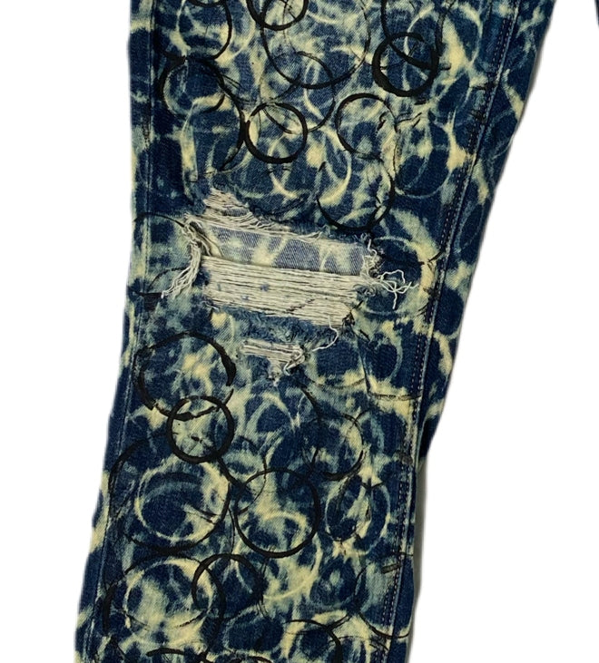 REFRESHED - American Eagle Distressed and Hand Printed Denim Jeans size 8
