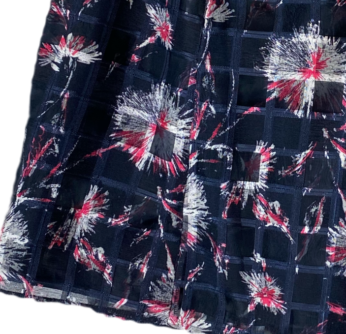 Halogen Navy Full Skirt with Floral Print Size 6