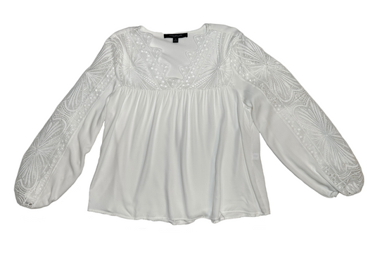 Marc New York Andrew MarcThis Marc New York Andrew Marc blouse is a breath of fresh air! Crafted from lightweight rayon, it has soft crochet details for added charm, a flattering V-neck, andShirts & TopsMarc New York Andrew Marc White Blouse with Crochet DetailsYork Andrew Marc White Blouse