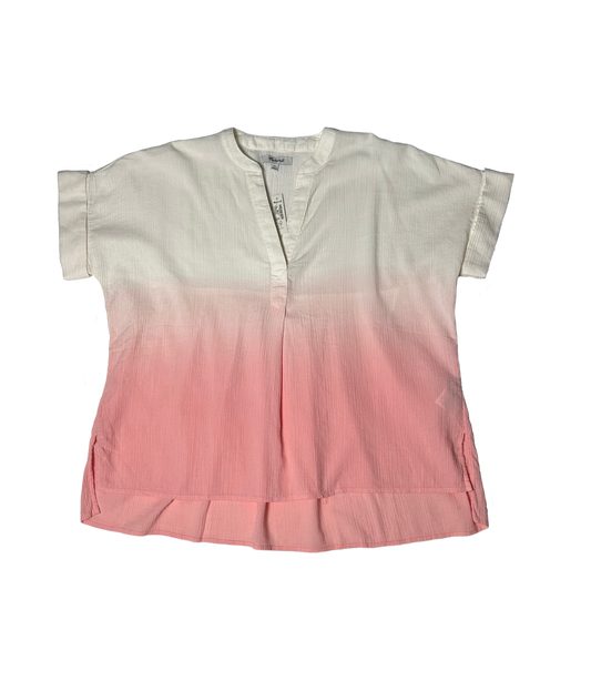 Madewell Short Sleeve Cream & Pink Ombre Shirt - NWT is perfect for spring and summer wear. The cream and pink ombre design is stylish and eye-catching, and it's new with taShirts & TopsMadewell Short Sleeve Cream & Pink Ombre Shirt - NWTMadewell Short Sleeve Cream & Pink Ombre Shirt - NWT