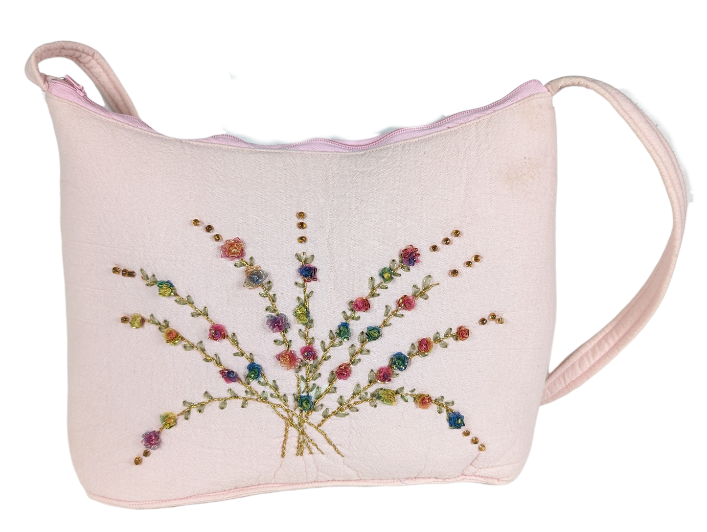 Vintage Pink Fabric Beaded Handbag - Unbranded Stylish floral design.PurseVintage Pink Fabric Beaded Handbag - UnbrandedVintage Pink Fabric Beaded Handbag - Unbranded