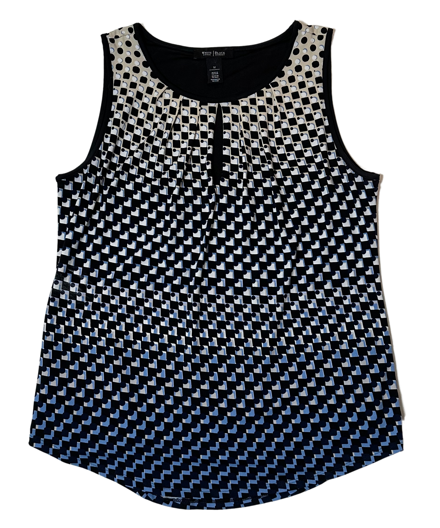 White House Black MarketThis White House Black Market ombre geometric sleeveless shirt with keyhole neckline is a luxurious item deserving of admiration. Boasting an ombre palette of blue, TopsWhite House Black Market Ombre Geometric Sleeveless Shirt with KeyholeWhite House Black Market Ombre Geometric Sleeveless Shirt