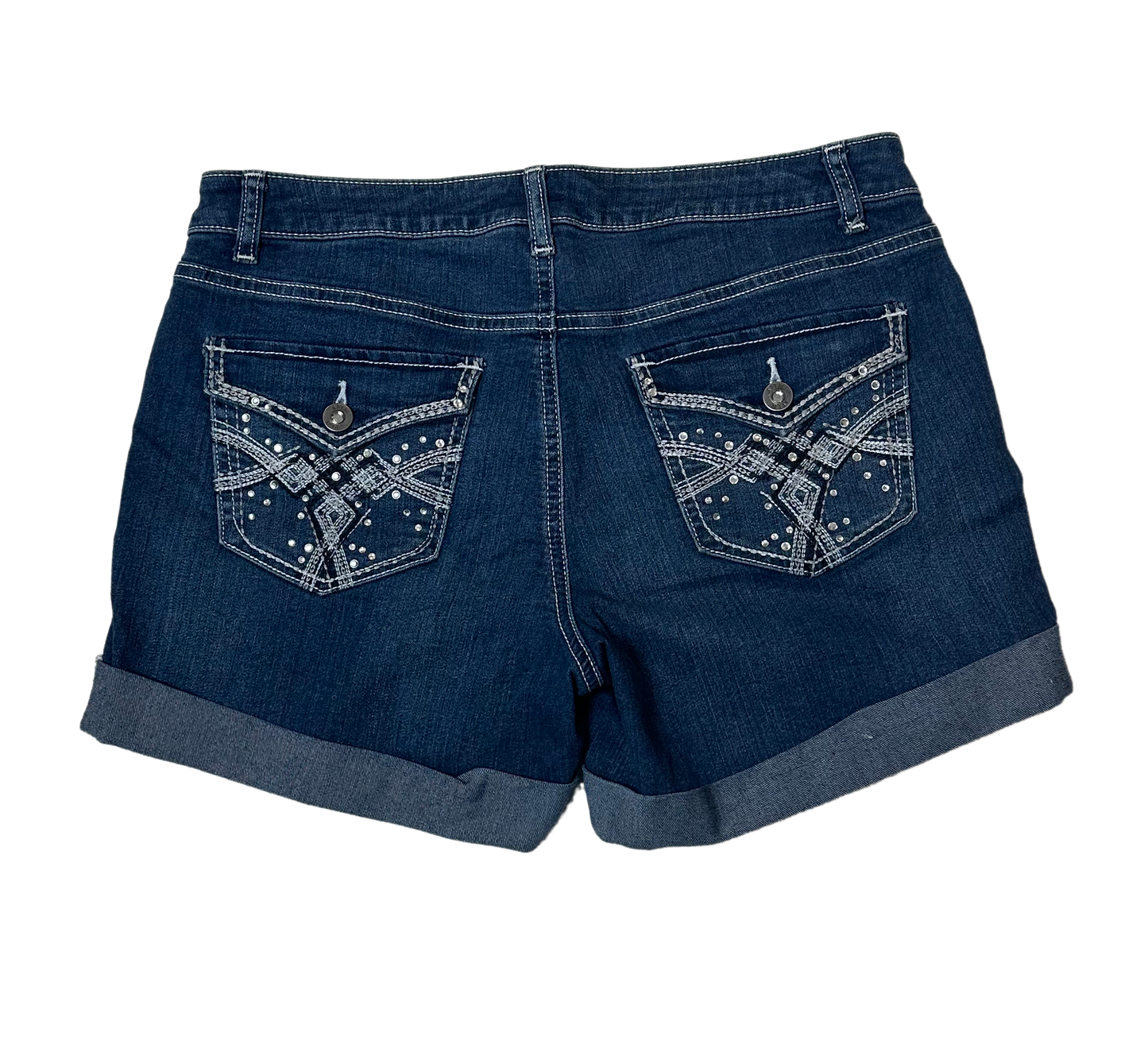 Apt 9 Denim Shorts with Embellished PocketsBe the envy of beach-goers everywhere with these sassy Apt 9 denim shorts! Featuring cuffed hems and embellished back pockets, they'll bring a bit of extra pizzazz tShortsApt 9 Denim Shorts with Embellished PocketsApt 9 Denim Shorts